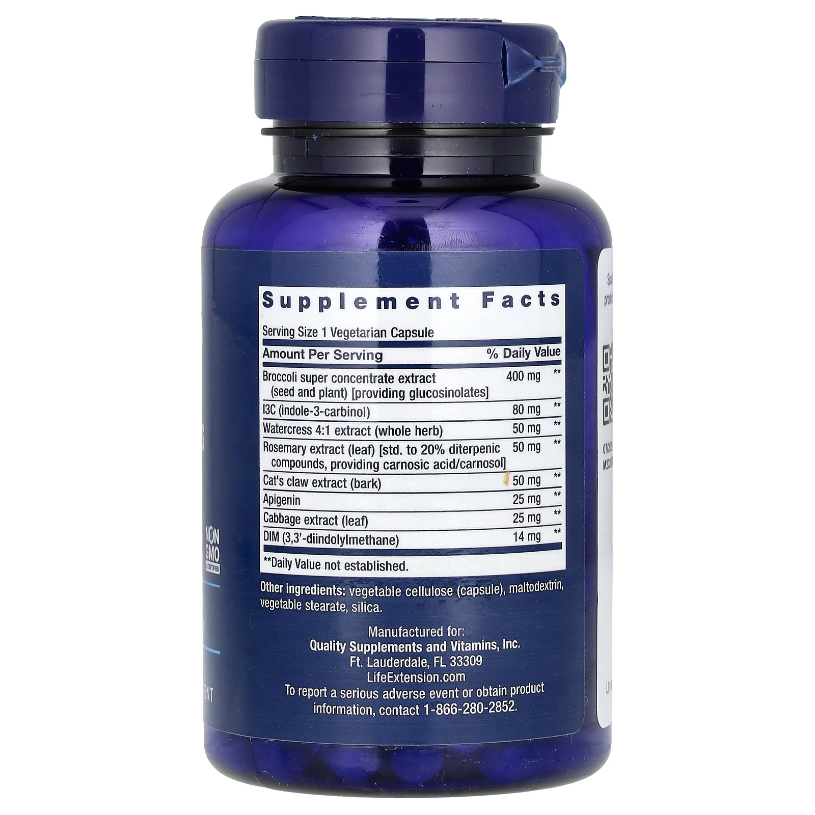 Life Extension, экстракт крестоцветных овощей тройного действия, 60 вегетарианских капсул