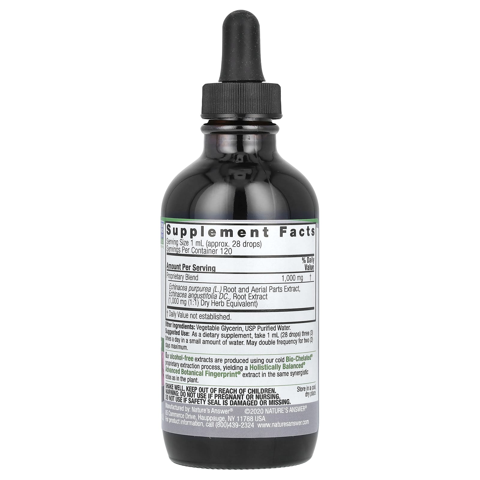 Nature's Answer, Корень эхинацеи, жидкий экстракт, без спирта, 1000 мг, 120 мл (4 жидк. Унции)