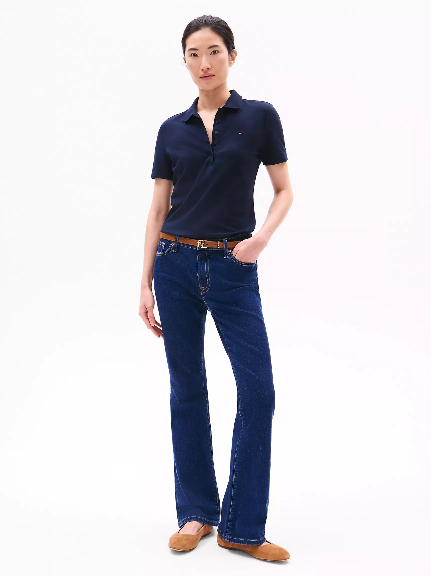 Женское поло Tommy Hilfiger, Эластичное хлопковое поло