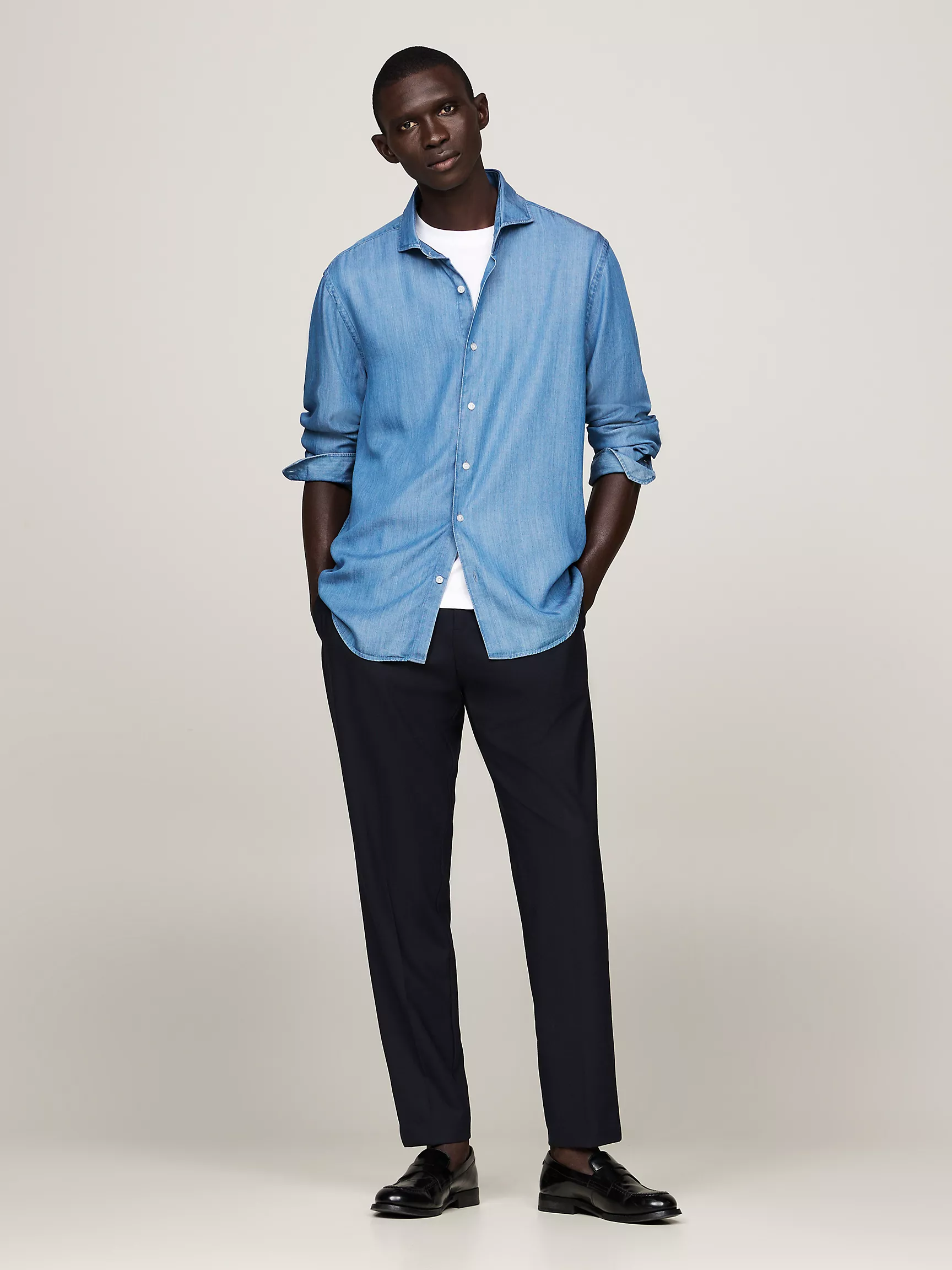 Мужская рубашка Tommy Hilfiger, Приталенная джинсовая рубашка