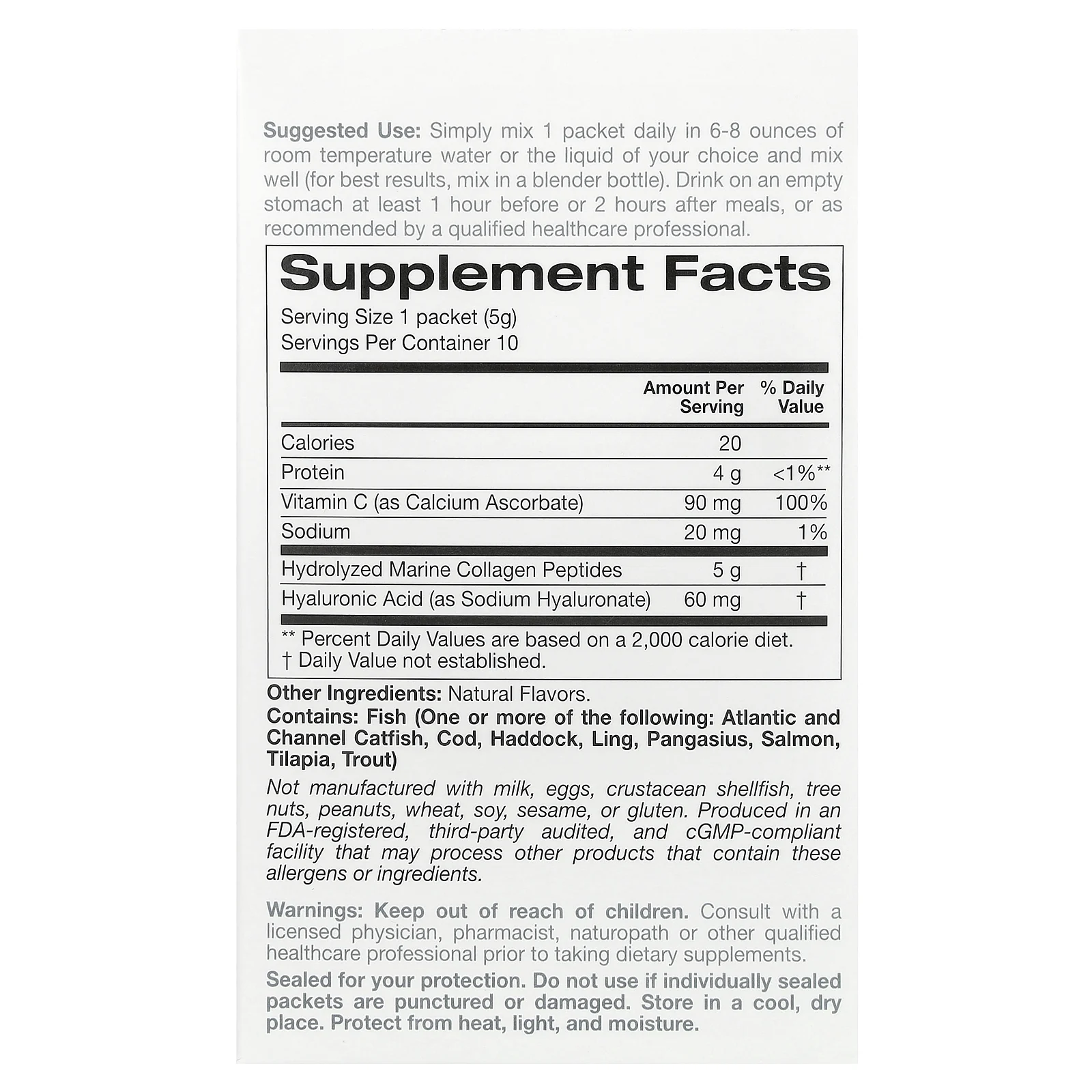 Solumeve, пептиды морского коллагена с витамином C и гиалуроновой кислотой, ассорти со вкусом лимона и граната, 10 пакетиков по 5,38 г (0,19 унции)