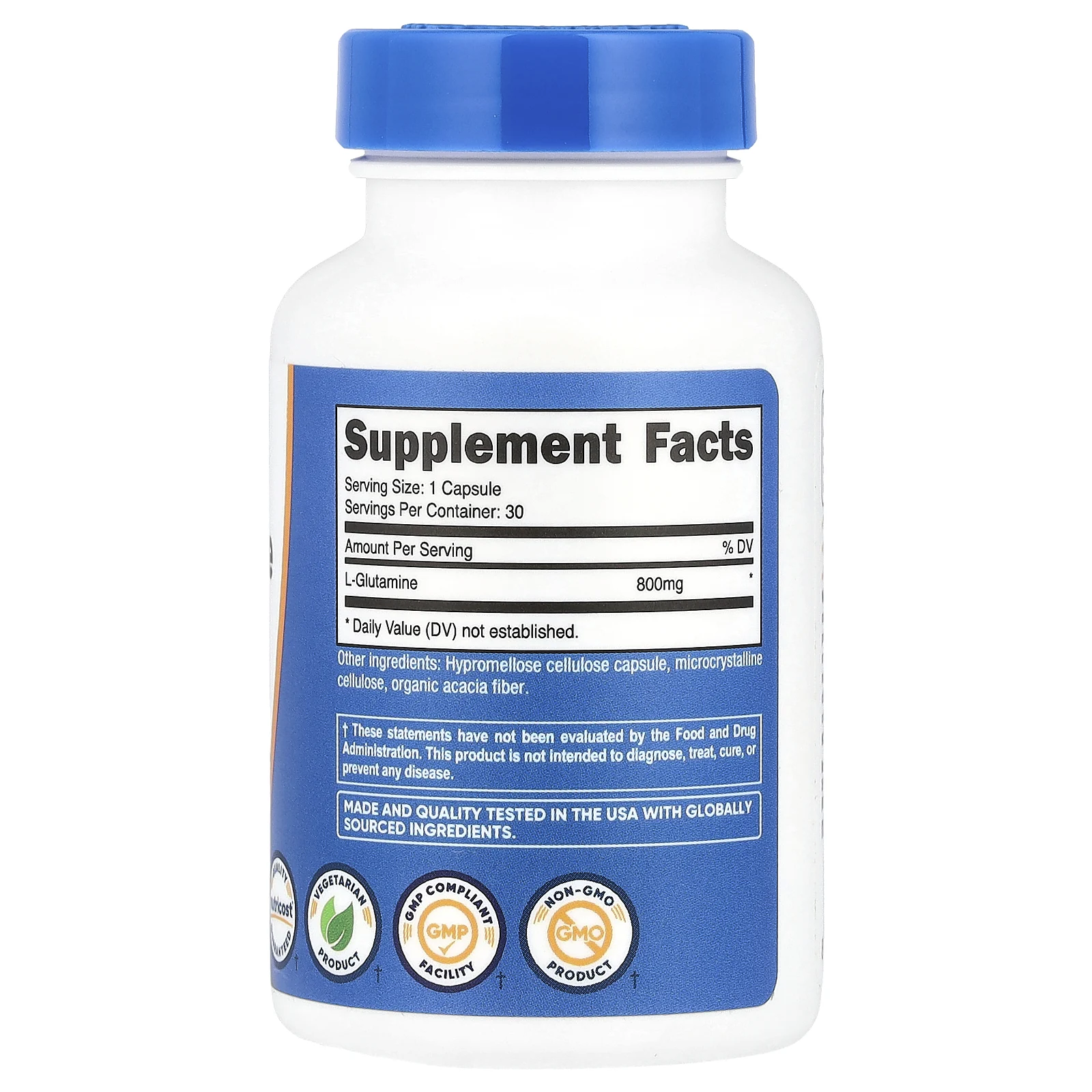 Nutricost, L-глютамин, 800 мг, 30 капсул