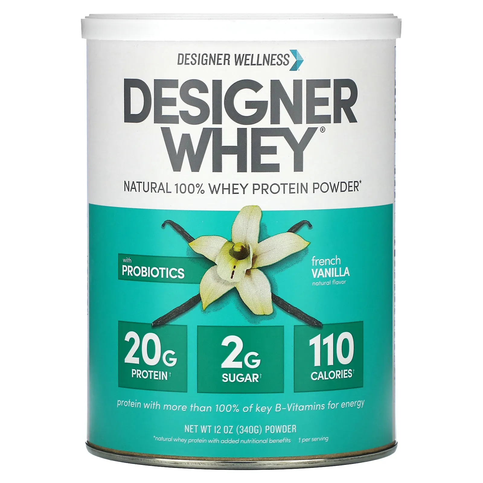 Designer Wellness, Designer Whey, натуральный 100%-ный сывороточный белок, французская ваниль, 340 г