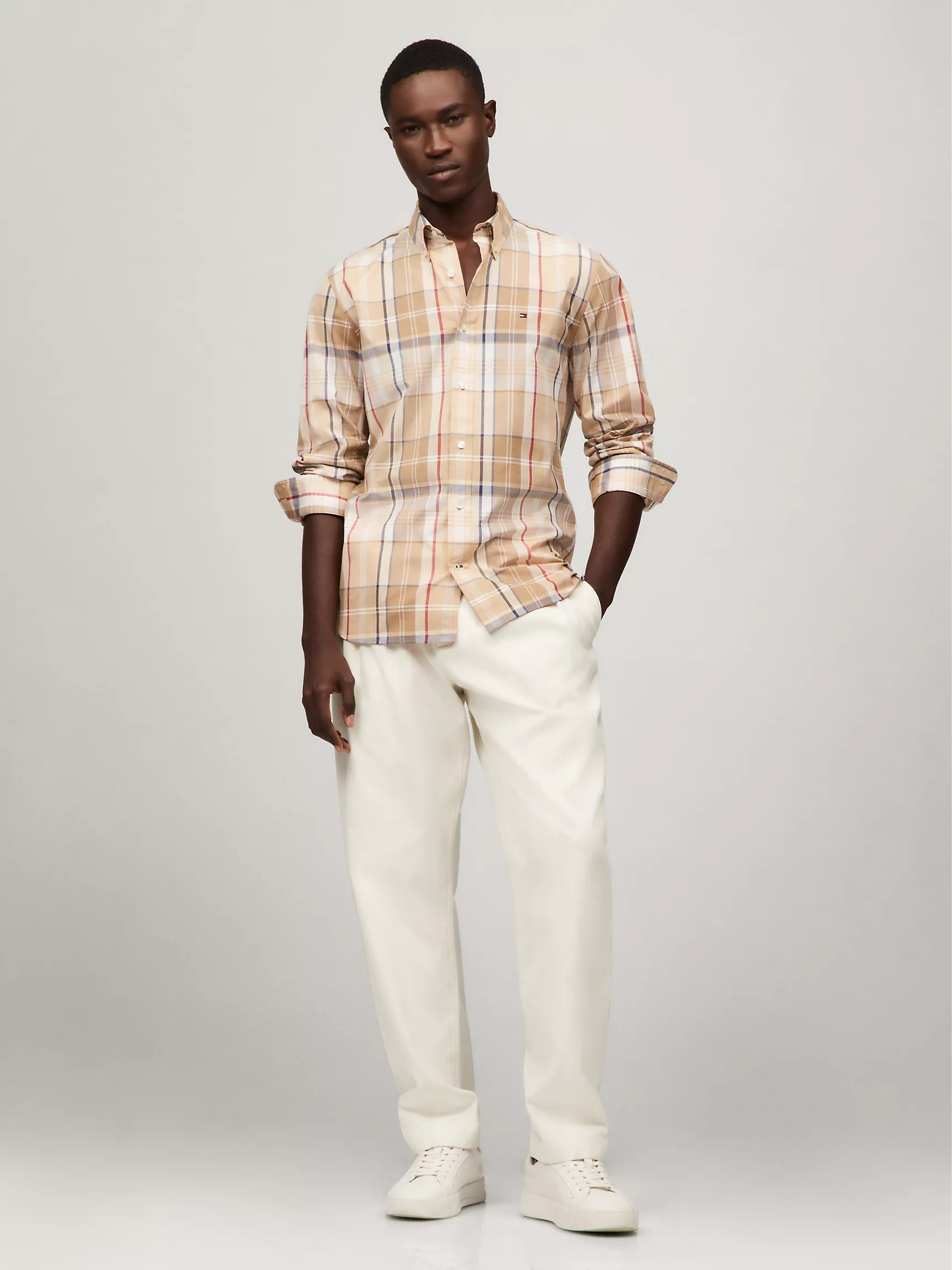 Мужская рубашка Tommy Hilfiger, Клетчатая рубашка стандартного кроя в стиле Colorblock