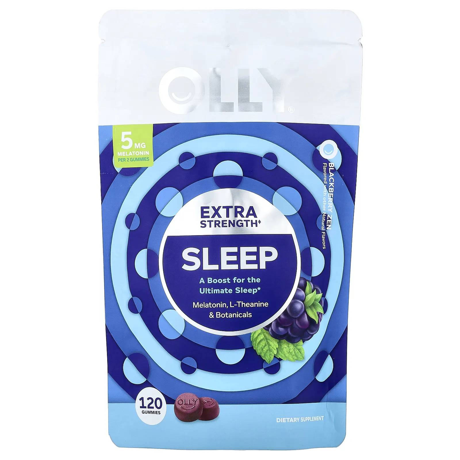 OLLY, жевательные таблетки для сна, со вкусом ежевики, 120 жевательных таблеток