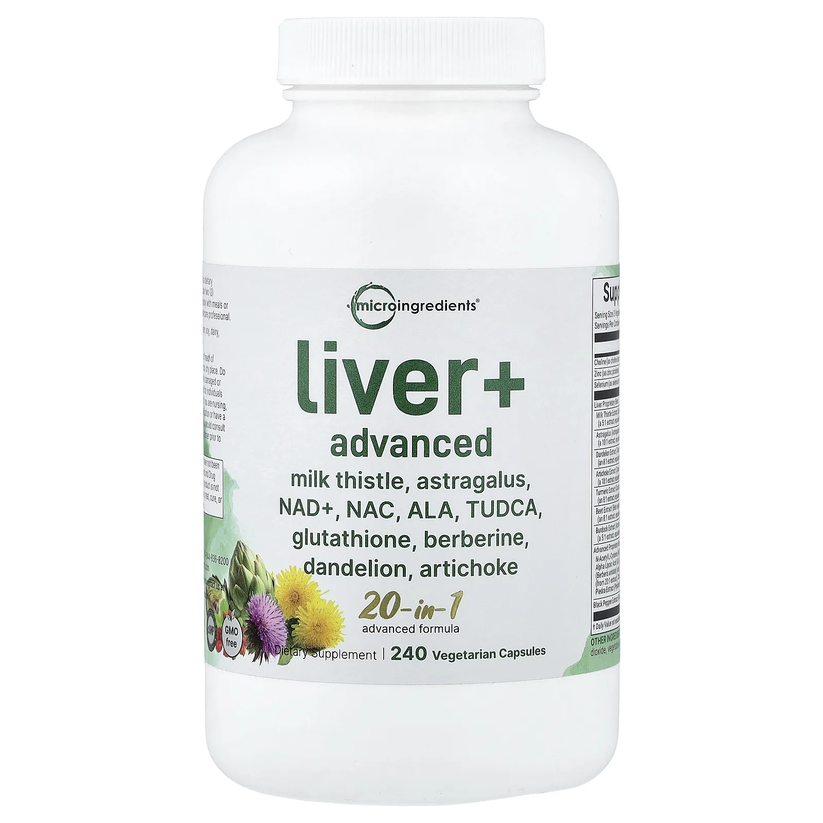 Micro Ingredients, Liver+, улучшенная формула, 240 вегетарианских капсул