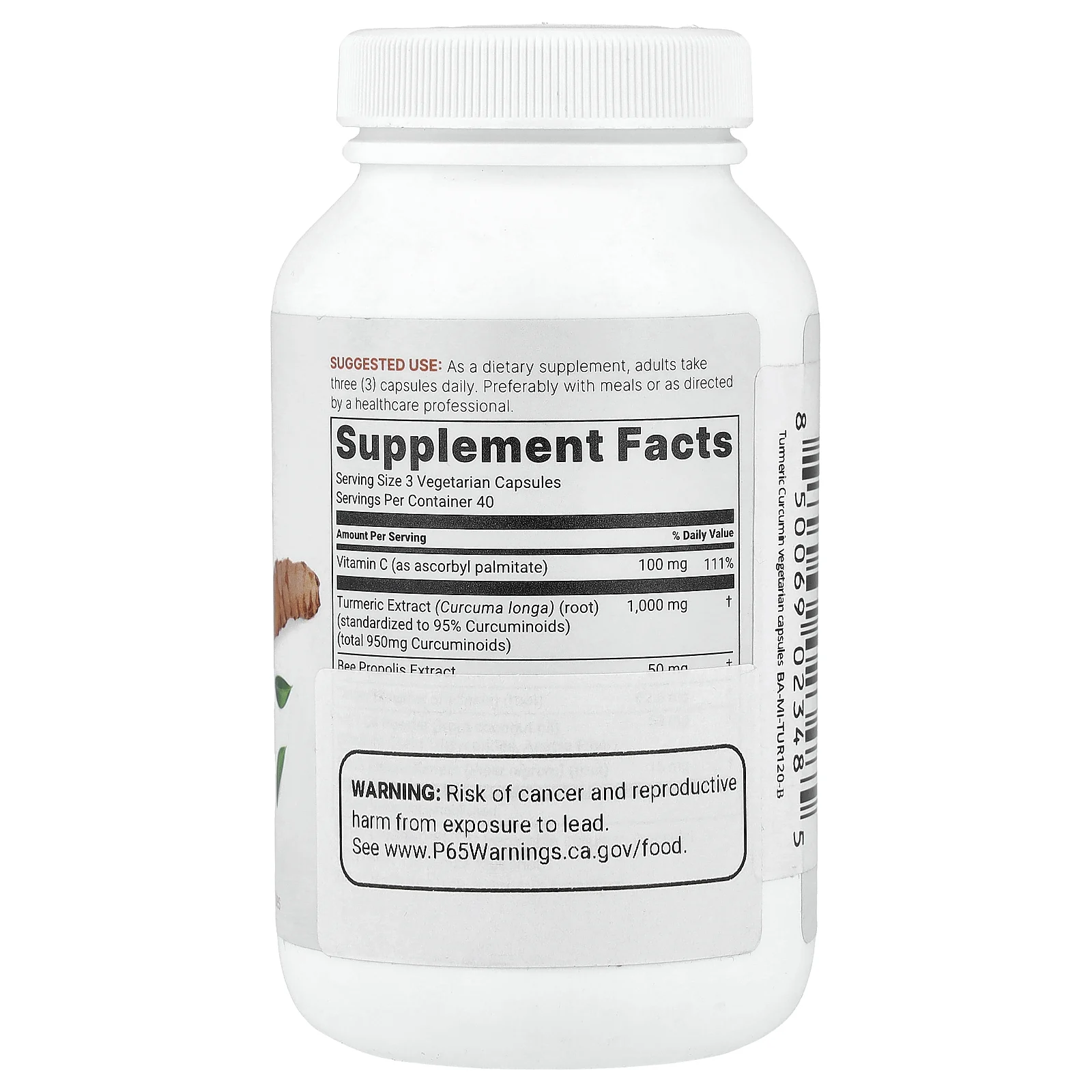 Micro Ingredients, чистый куркумин из куркумы 95, 120 вегетарианских капсул