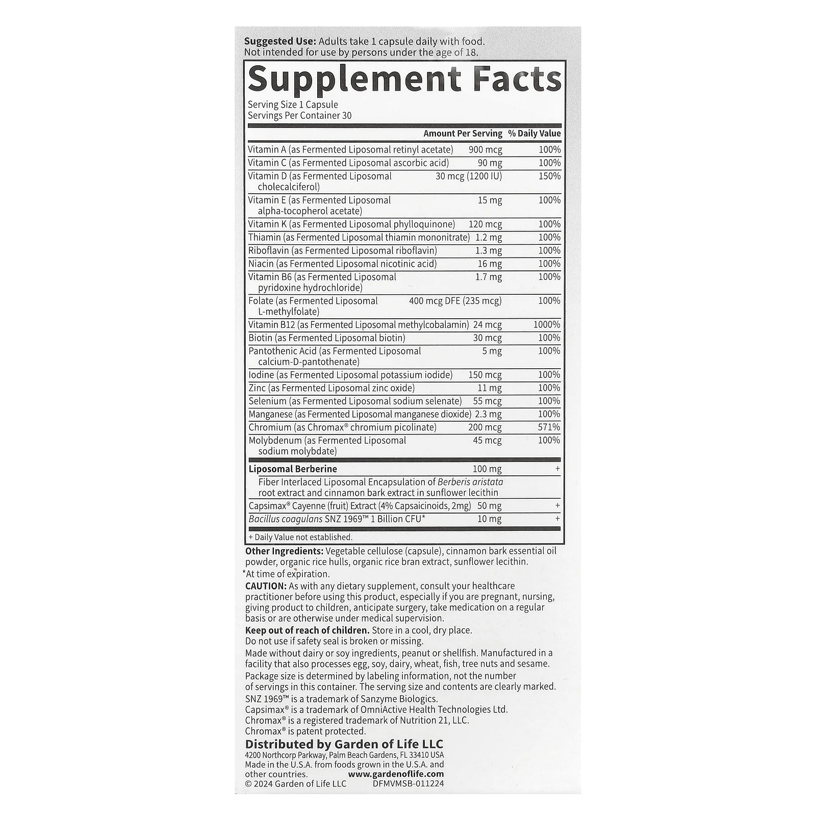 Garden of Life, Компания Dr. Formated Multi +, поддержка метаболизма, 30 капсул