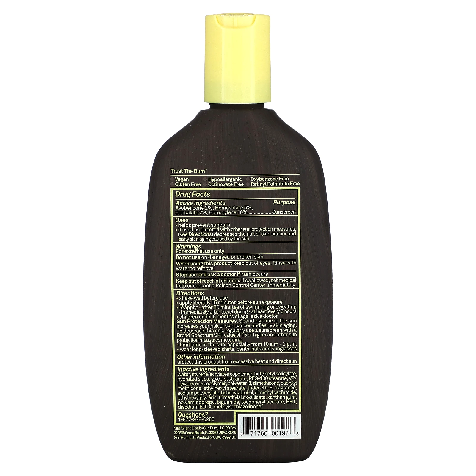 Sun Bum, Премиальный увлажняющий солнцезащитный лосьон, SPF 15, 237 мл (8 жидк. унц.)