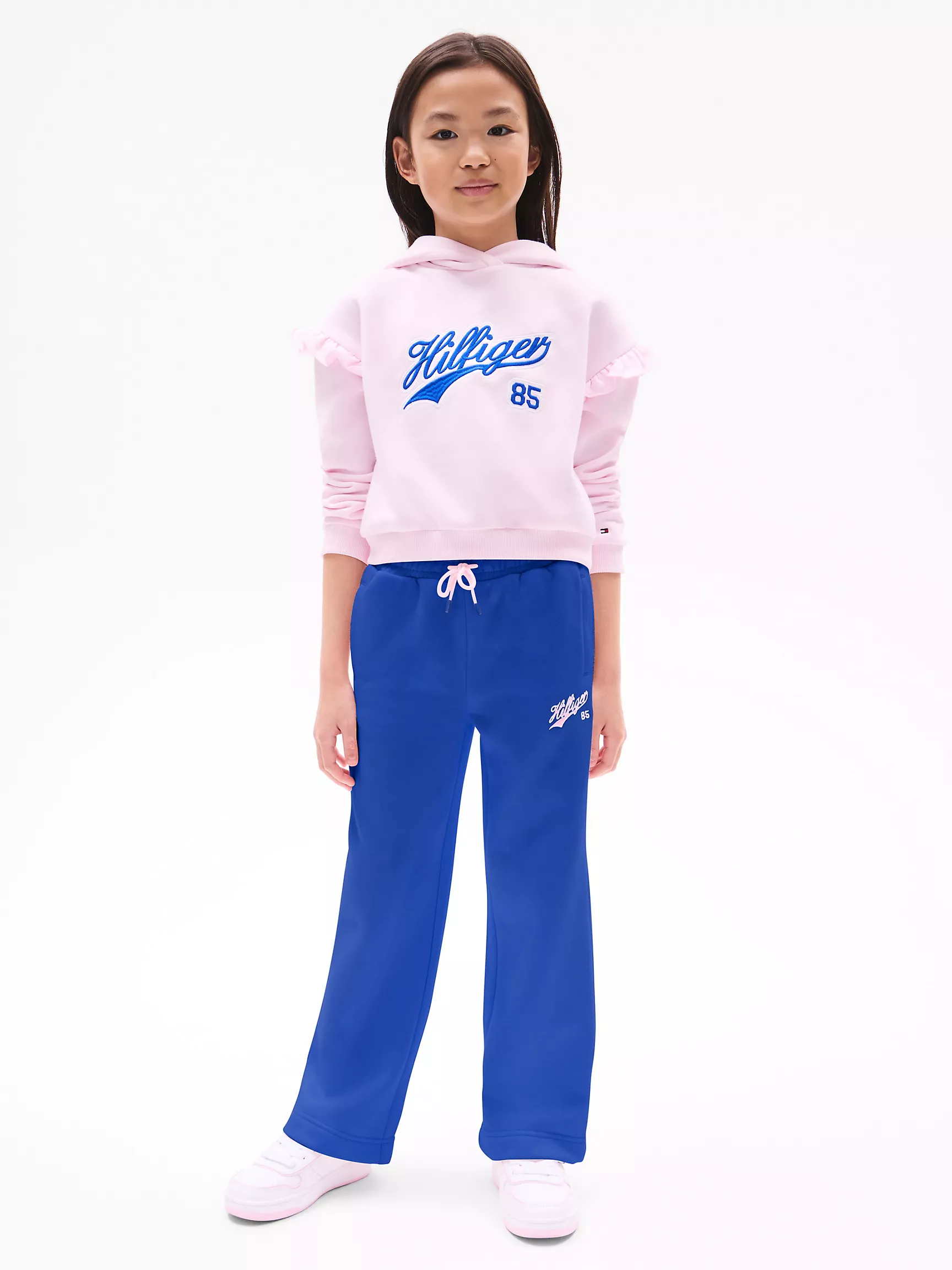 Брюки для девочек Tommy Hilfiger, Детские спортивные штаны с широкими штанинами и логотипом Script