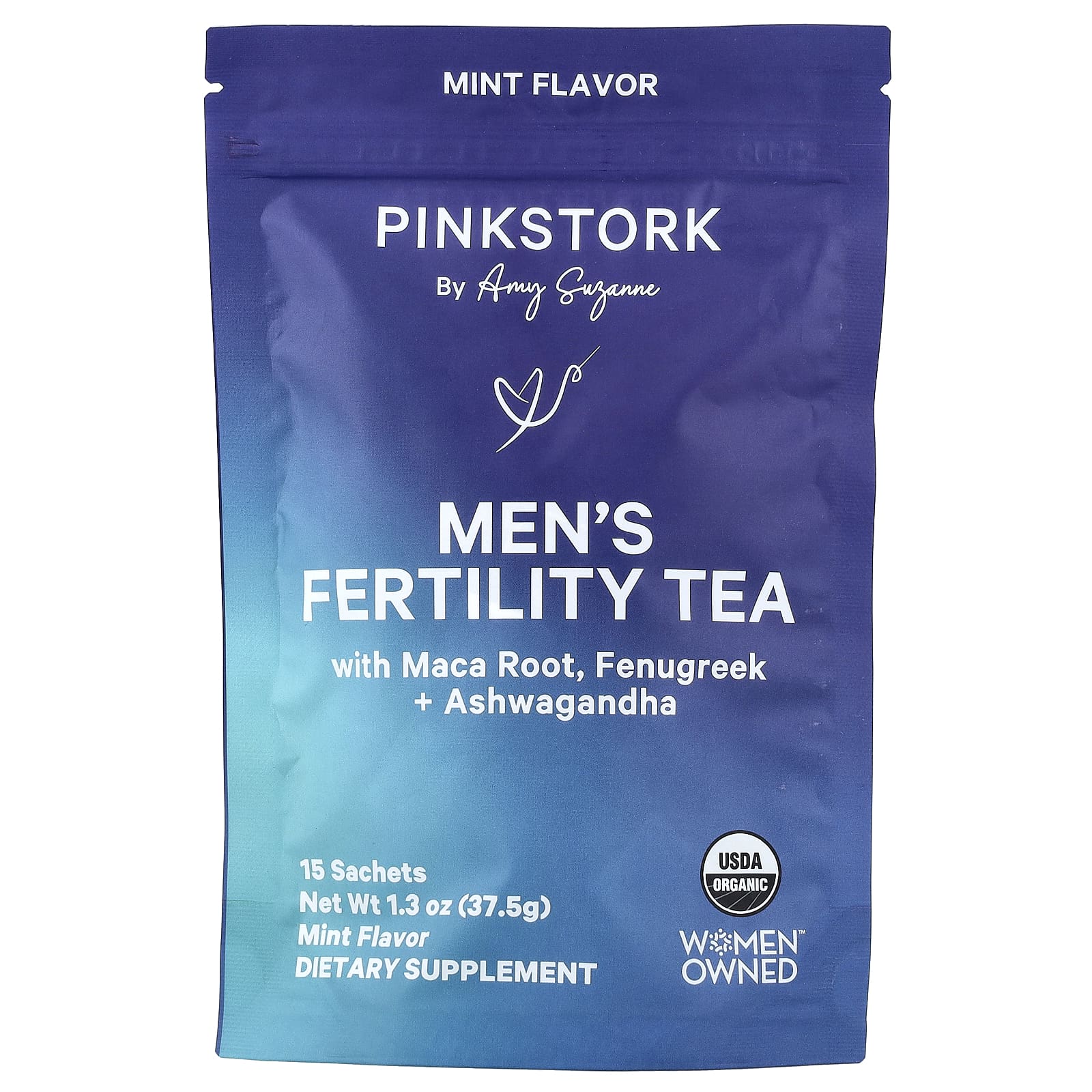 Pink Stork, чай для повышения фертильности для мужчин, мята, 15 пакетиков, 37,5 г (1,3 унции)