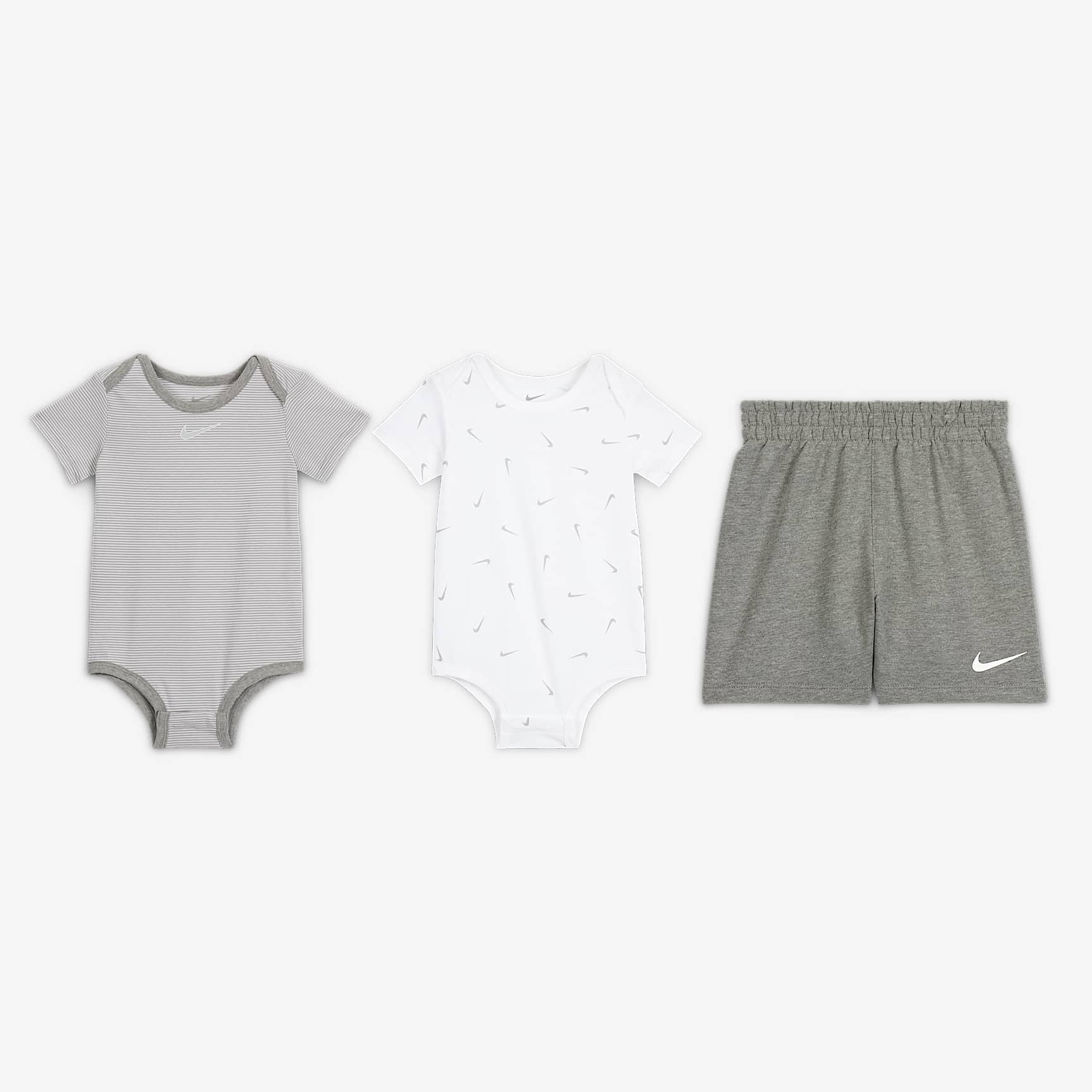 Nike Essentials Baby (12-24M) 3-Piece Striped Swooshfetti Set