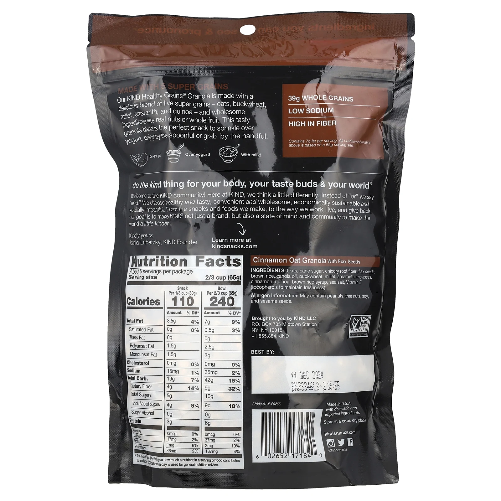 KIND Bars, Healthy Grains, мюсли с корицей и семенами льна, 312 г (11 унций)