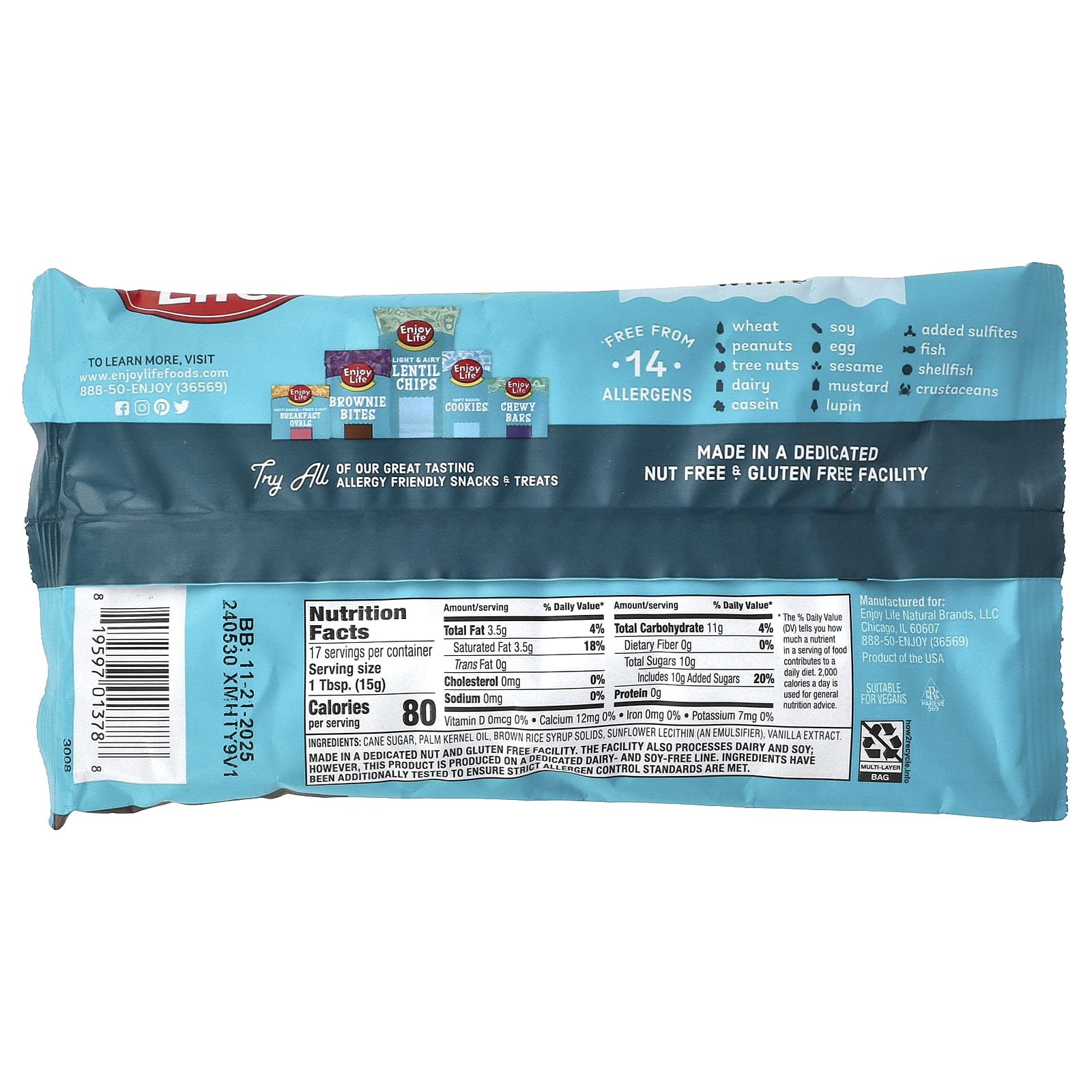 Enjoy Life Foods, Белые чипсы для выпечки, 255 г (9 унций)