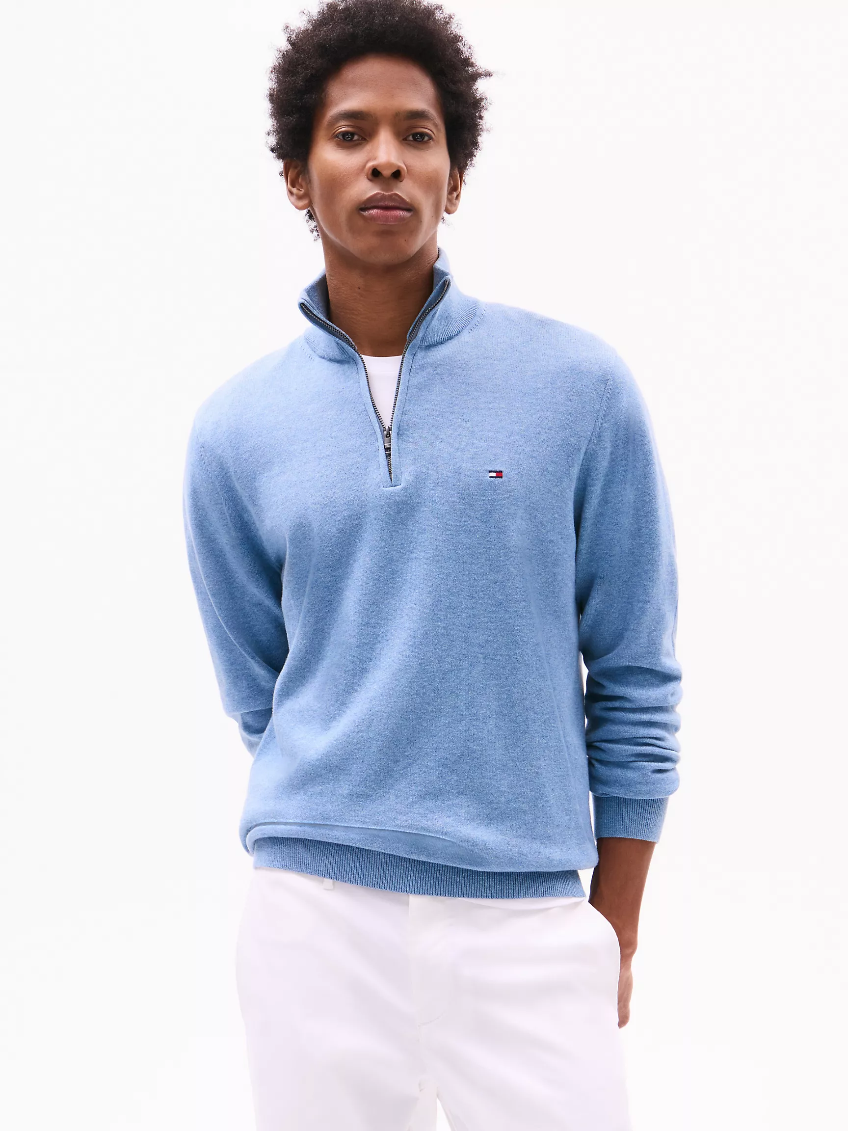 Мужской свитер Tommy Hilfiger, Классический свитер на молнии с воротником-стойкой