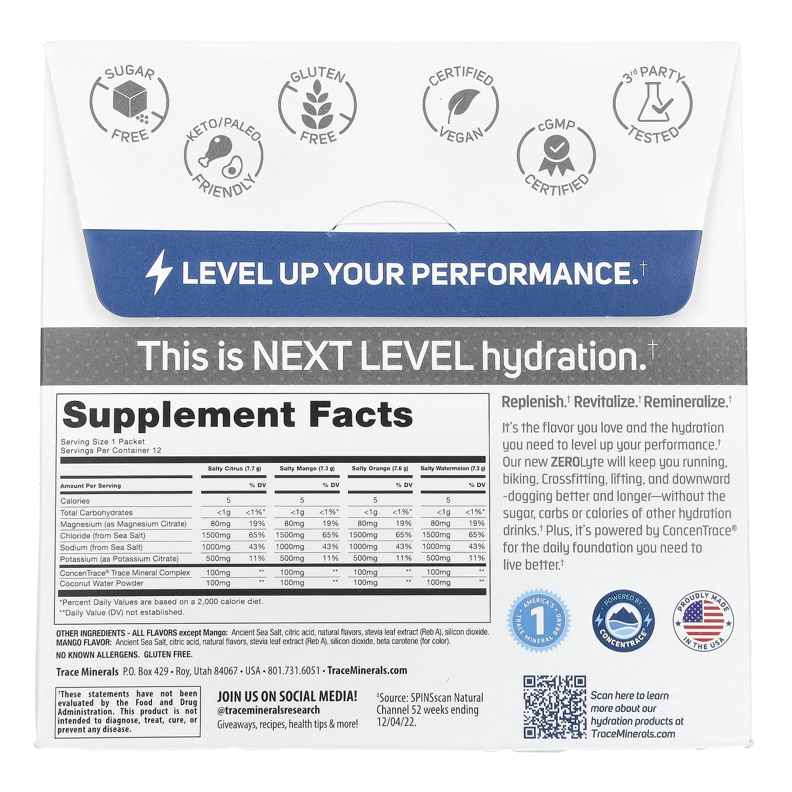 Trace Minerals ®, TM Sport, ZeroLyte, смесь для приготовления напитка с электролитами и кокосовой водой, разнообразный набор, 12 пакетиков, 87,9 г (3,2 унции)