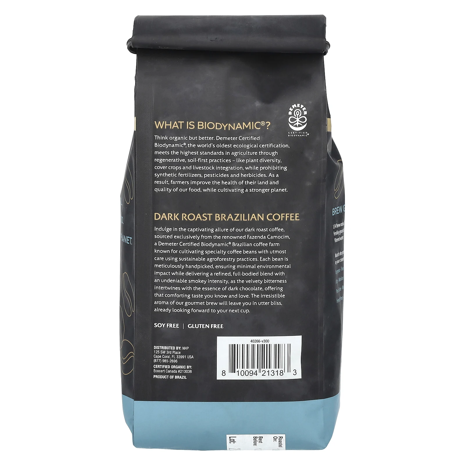 Dr. Mercola, Solspring, Biodynamic, бразильский кофе, цельные зерна, темная обжарка, 340 г (12 унций)