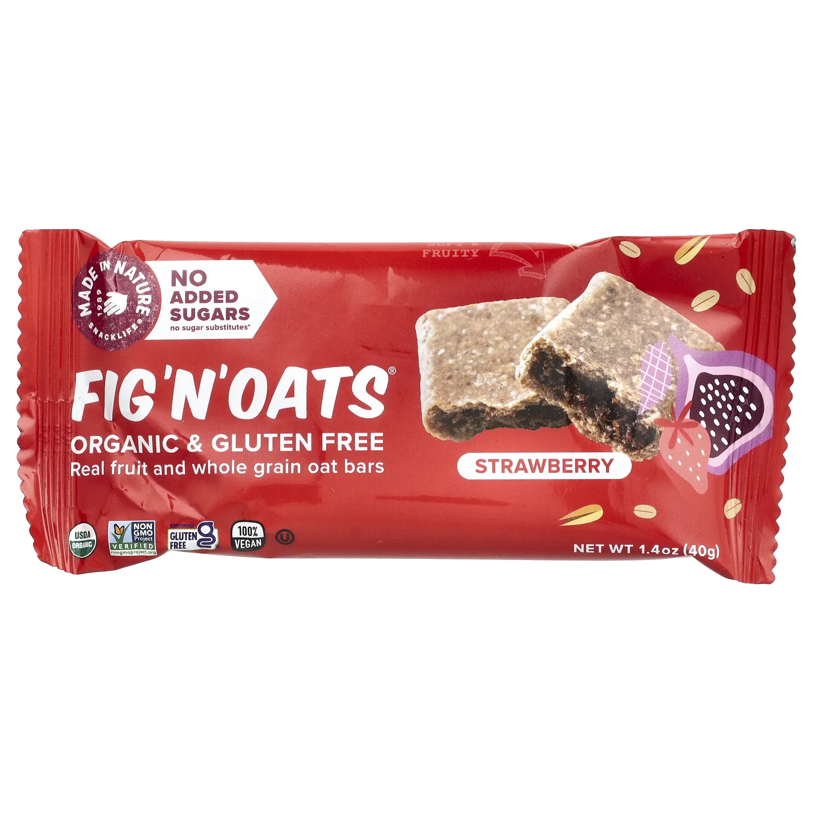 Made in Nature, Fig 'N' Oats®, клубника, 5 батончиков в индивидуальной упаковке, 40 г (1,4 унции) каждый