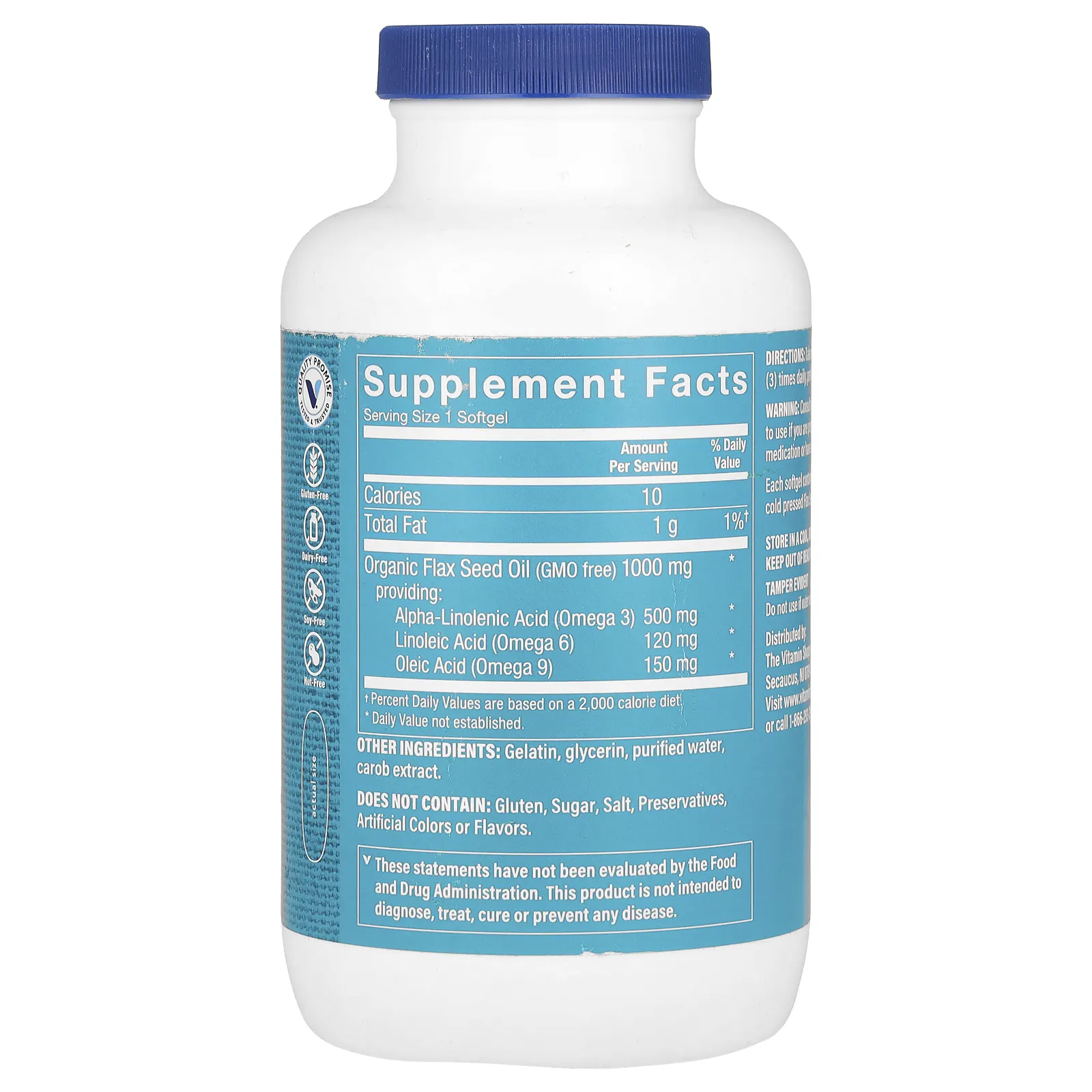 The Vitamin Shoppe, Льняное масло, 1000 мг, 240 мягких таблеток