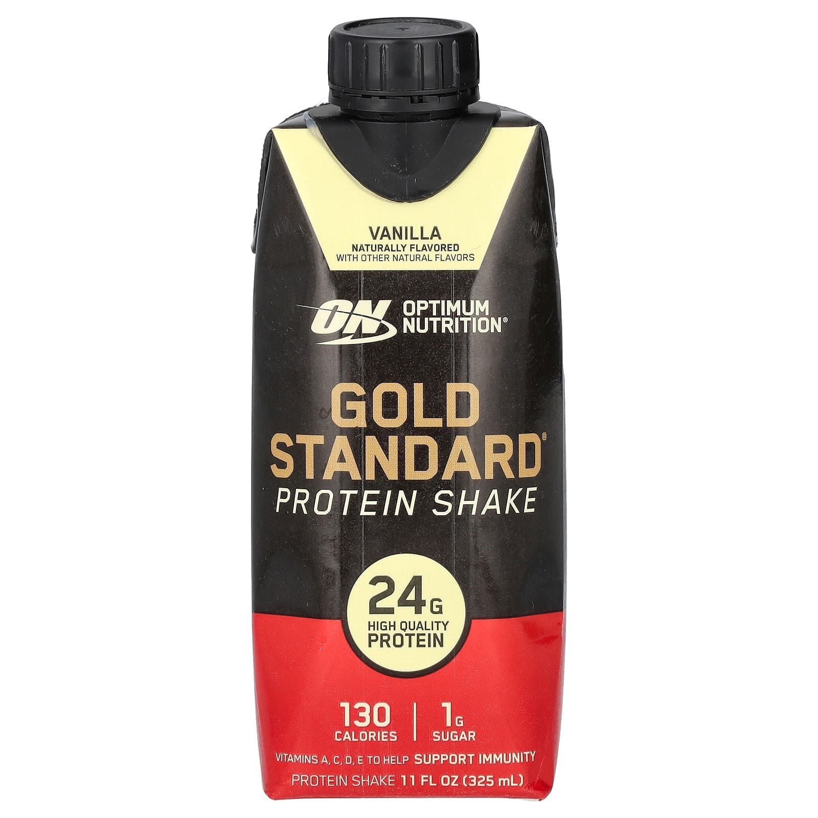Optimum Nutrition, протеиновый коктейль Gold Standard, со вкусом ванили, 4 упаковки по 325 мл (11 жидк. унций)