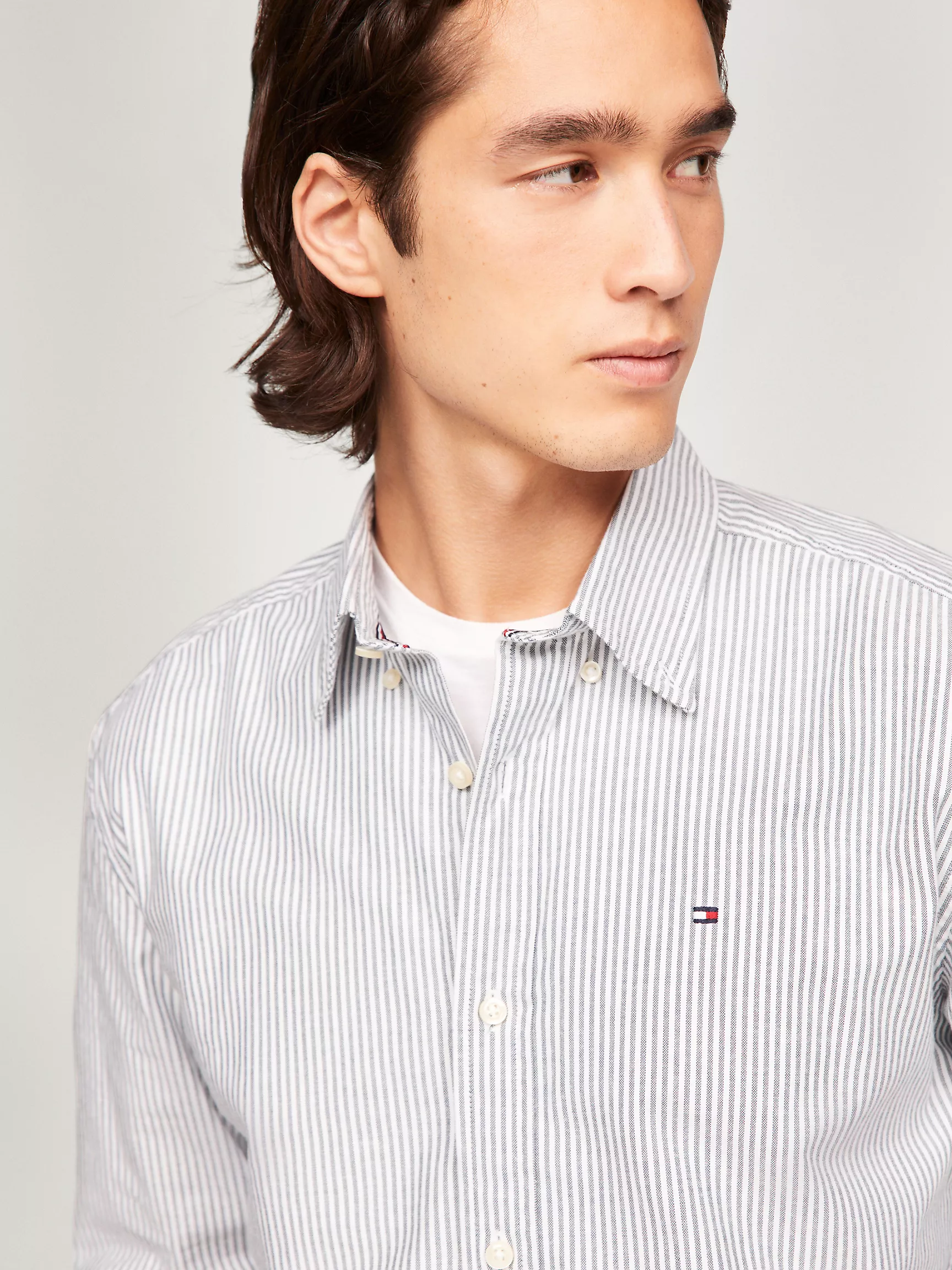 Мужская рубашка Tommy Hilfiger, Полосатая эластичная рубашка из оксфорда стандартного кроя