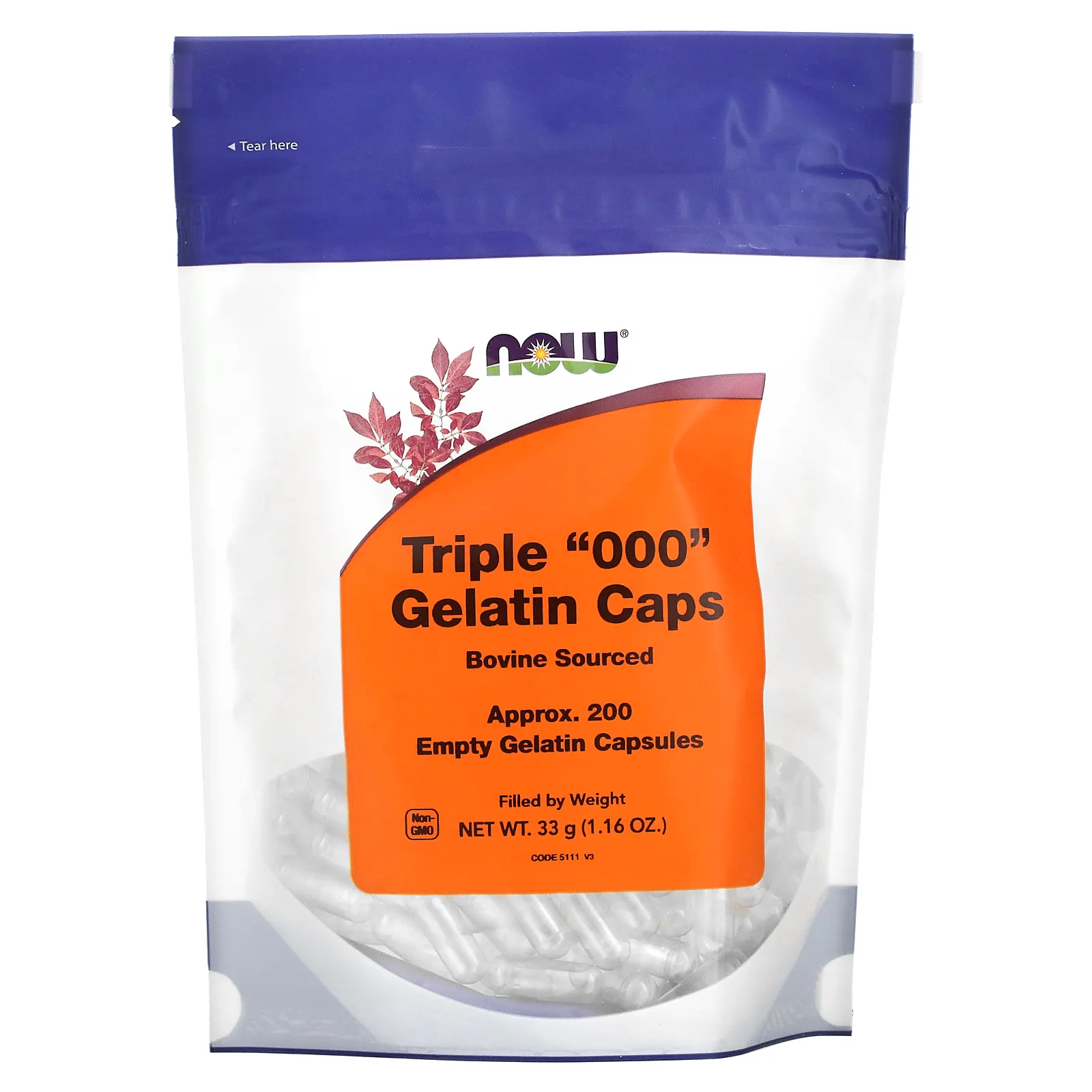 NOW Foods, Тройные желатиновые капсулы «000», прибл. 200 пустых желатиновых капсул