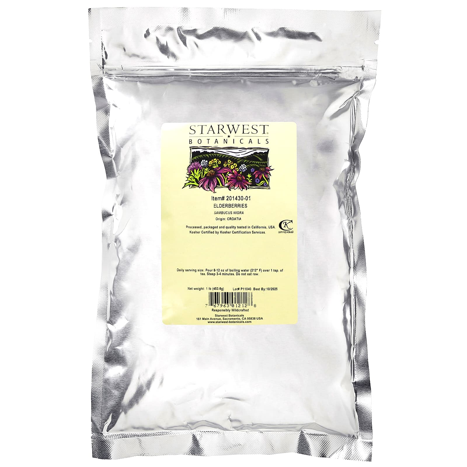 Starwest Botanicals, Ягоды бузины, 453,6 г (1 фунт)