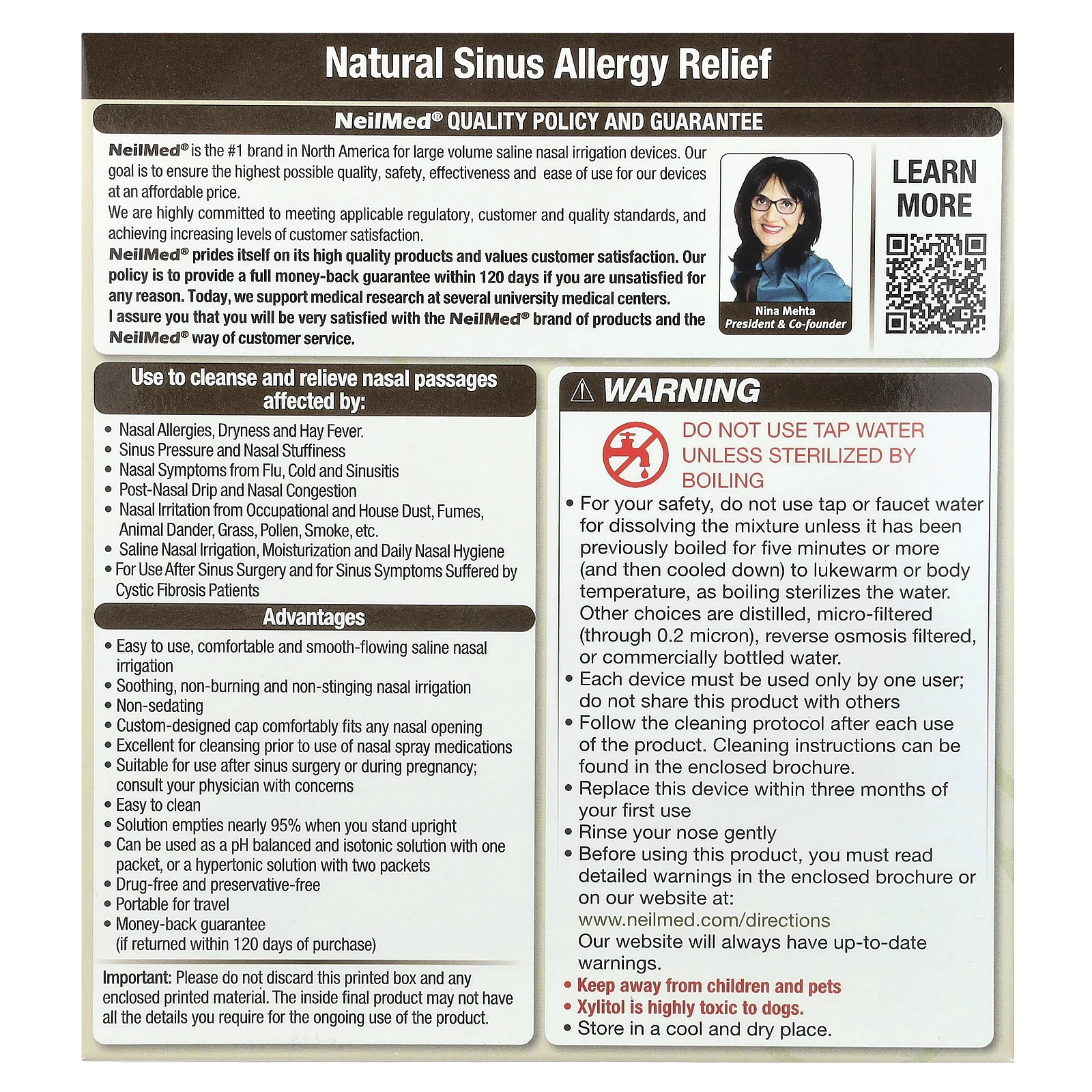 NeilMed, Sinus Rinse, ксилитол, набор для промывания носовых пазух, 2 предмета