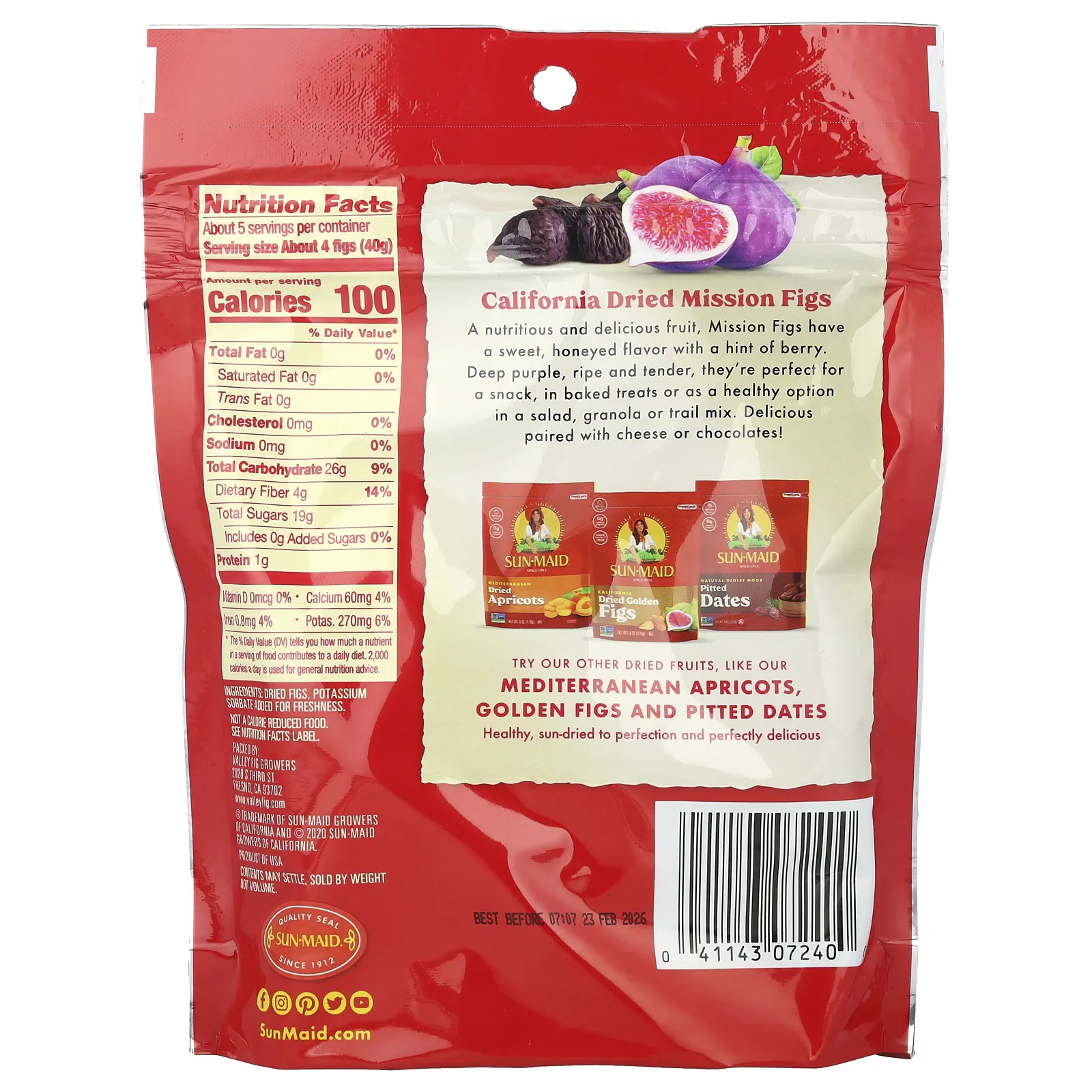 Sun-Maid, Калифорнийский сушеный инжир, 198 г (7 унций)