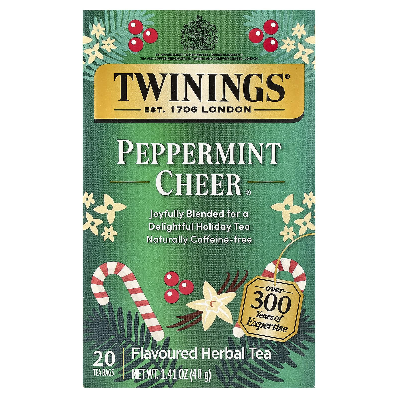 Twinings, ароматизированный травяной чай, с перечной мятой, без кофеина, 20 чайных пакетиков, 40 г (1,41 унции)