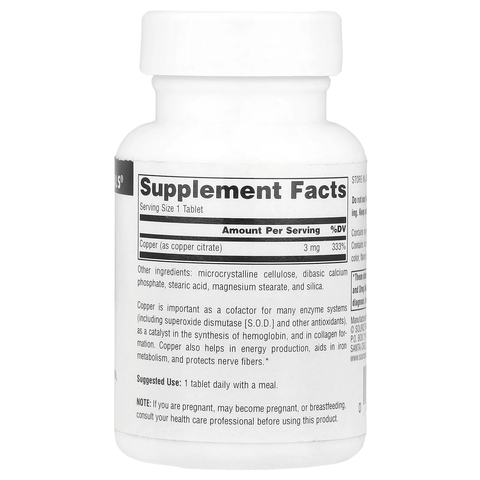 Source Naturals, Медь, 3 мг, 120 таблеток