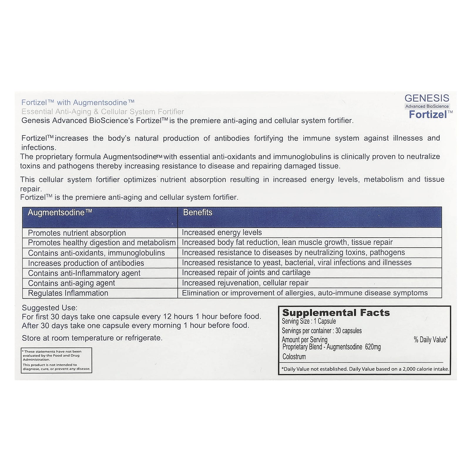 ENADA, Fortizel, укрепляющее средство для клеточной системы, 30 капсул