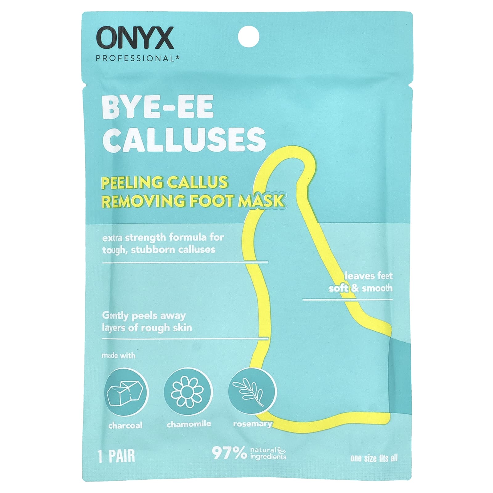 Onyx Professional, Bye-EE Callus, маска для ног для удаления мозолей, 1 пара