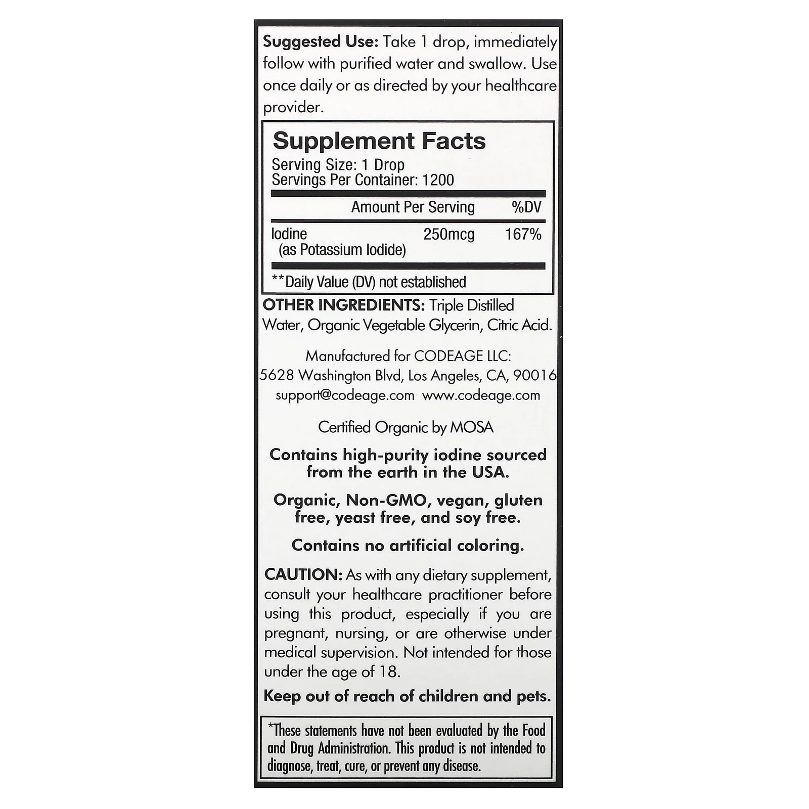 Codeage, йод+, 59,2 мл (2 жидк. унции)