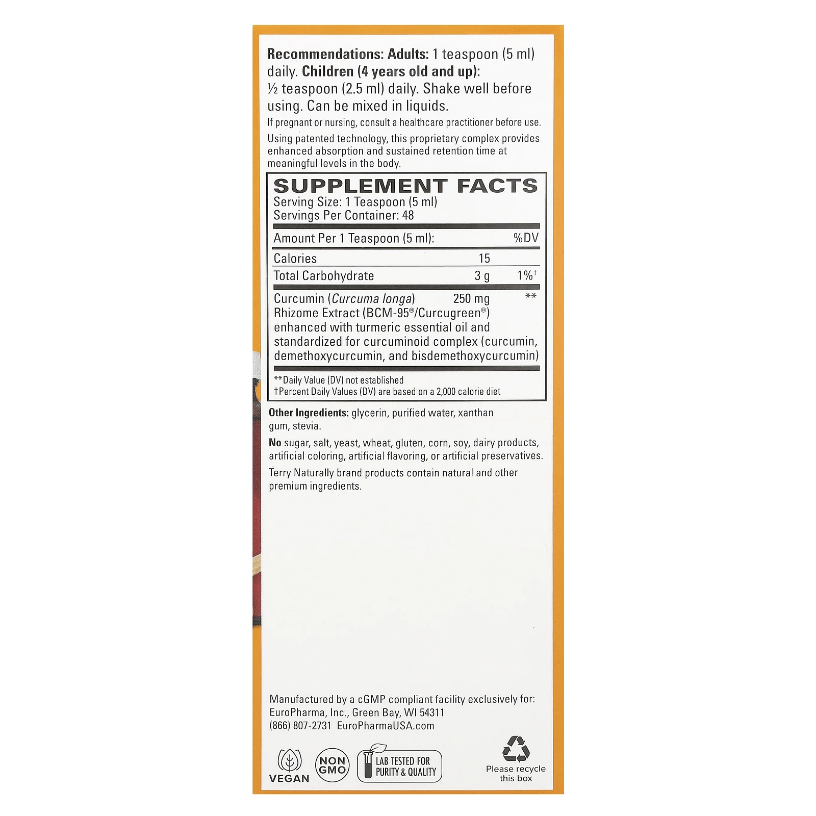 Terry Naturally, CuraMed, сироп, куркумин с улучшенной усвояемостью, 250 мг, 240 мл (8 жидк. унций)