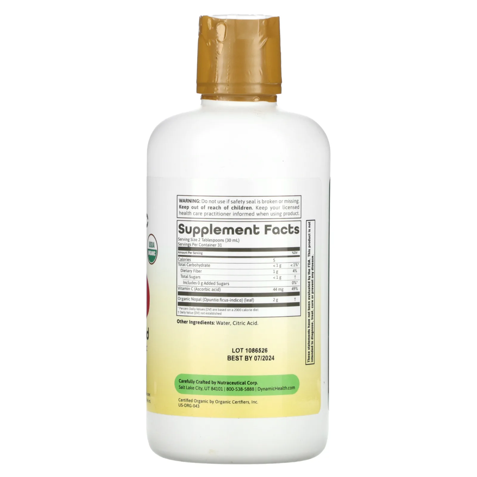 Dynamic Health, Сертифицированный органический продукт Nopal Gold, 946 мл (32 жидк. Унции)