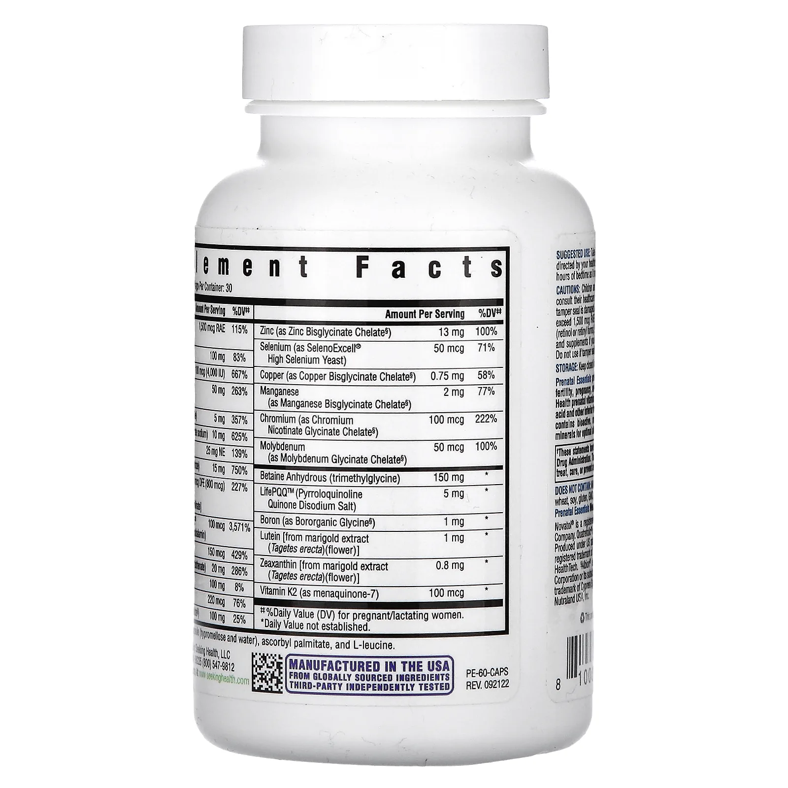 Seeking Health, Prenatal Essentials, 60 вегетарианских капсул