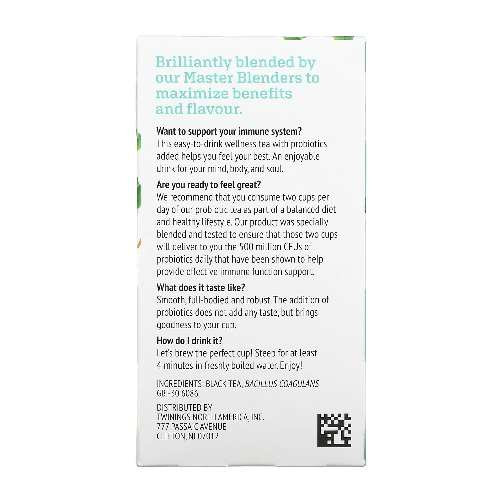 Twinings, Probiotics Black Tea, English Breakfast, 18 чайных пакетиков, 45 г (1,59 унции)