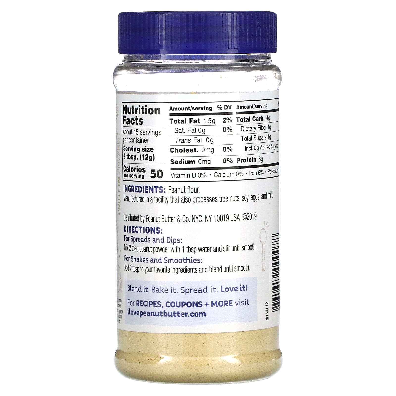 Peanut Butter & Co., Арахисовый порошок, чистый арахис, 184 г (6,5 унции)