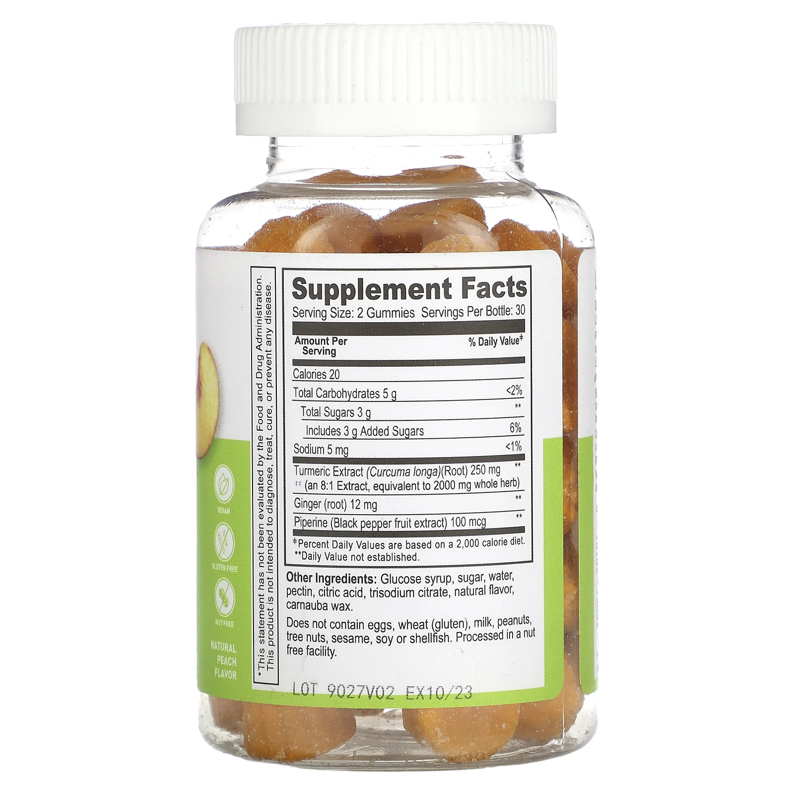 Lifeable, Жевательные мармеладки с куркумином и куркумином, натуральный персик, 1000 мг, 60 жевательных таблеток