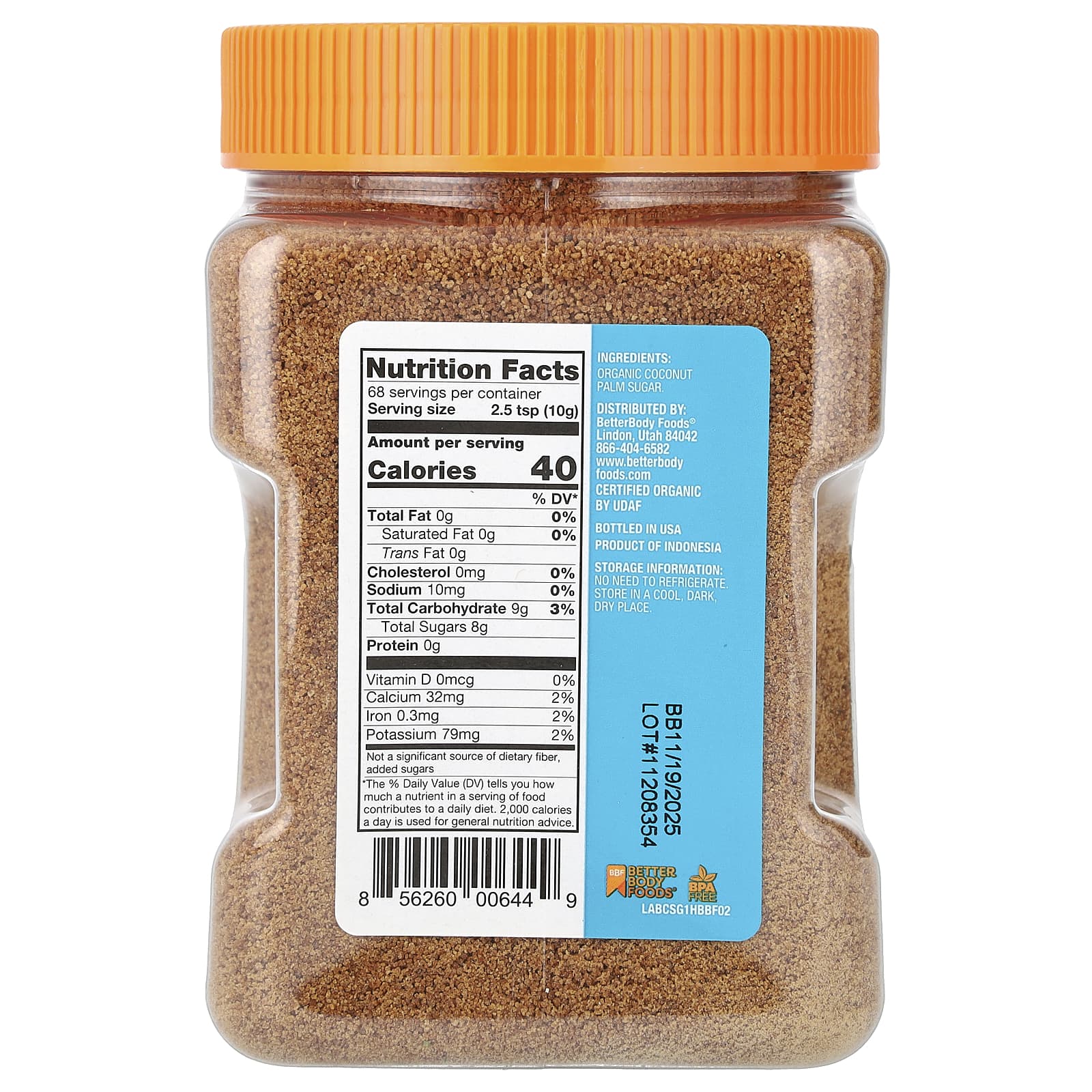 BetterBody Foods, органический кокосовый сахар, 680 г (24 унции)