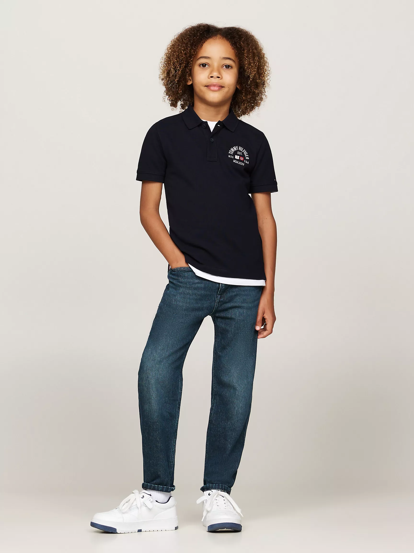 Рубашка-поло для мальчиков Tommy Hilfiger, Детское поло с вышитым логотипом флага в форме арки