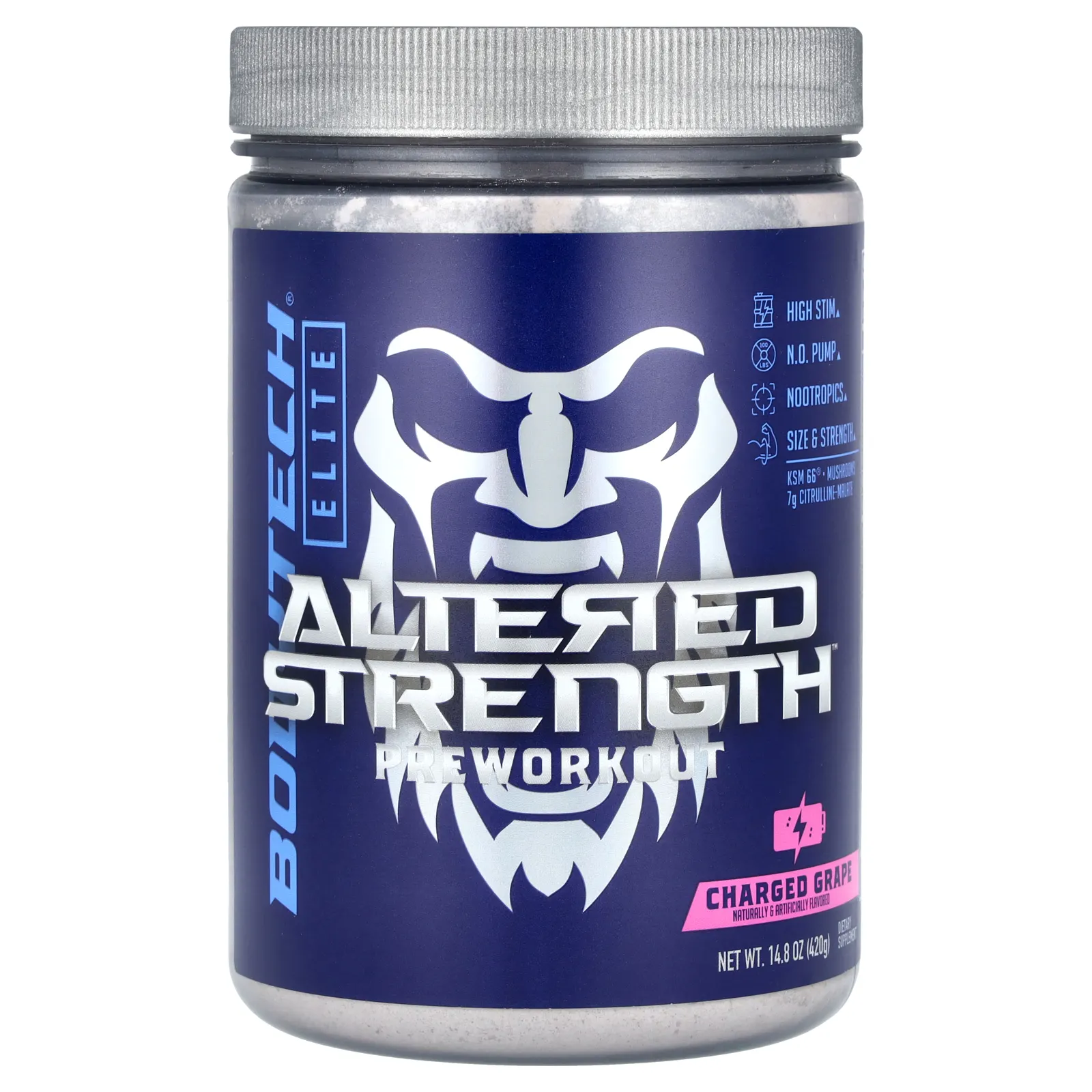 BodyTech, Elite, Altered Strength, предтренировочный комплекс, заряженный виноград, 420 г (14,8 унции)