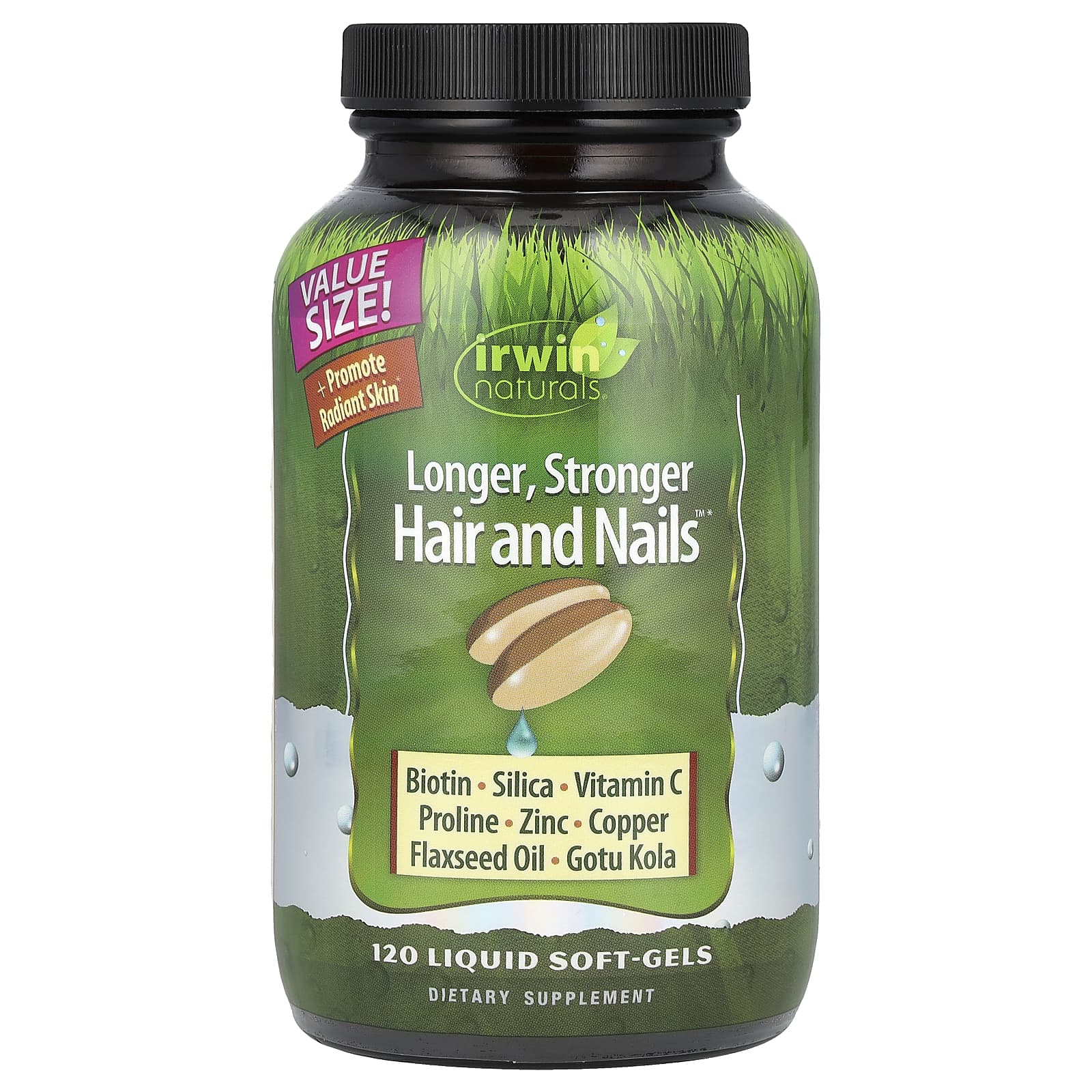 Irwin Naturals, Healthy Skin & Hair Plus Nails, 120 мягких желатиновых капсул с жидкостью