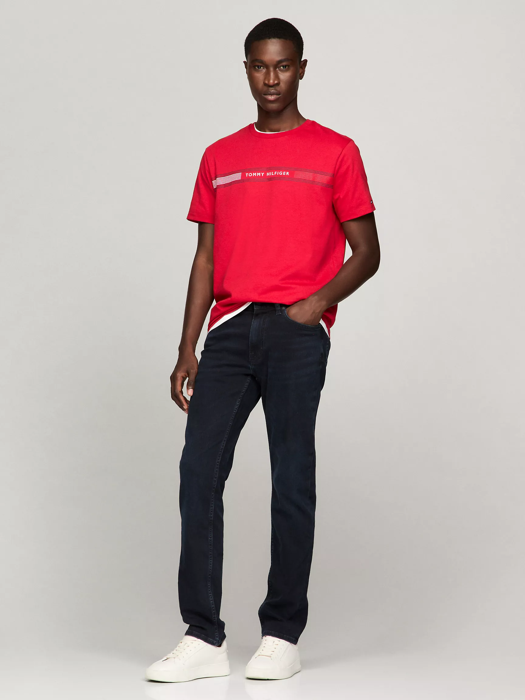 Мужская футболка Tommy Hilfiger, Футболка с графическим принтом полос Tommy