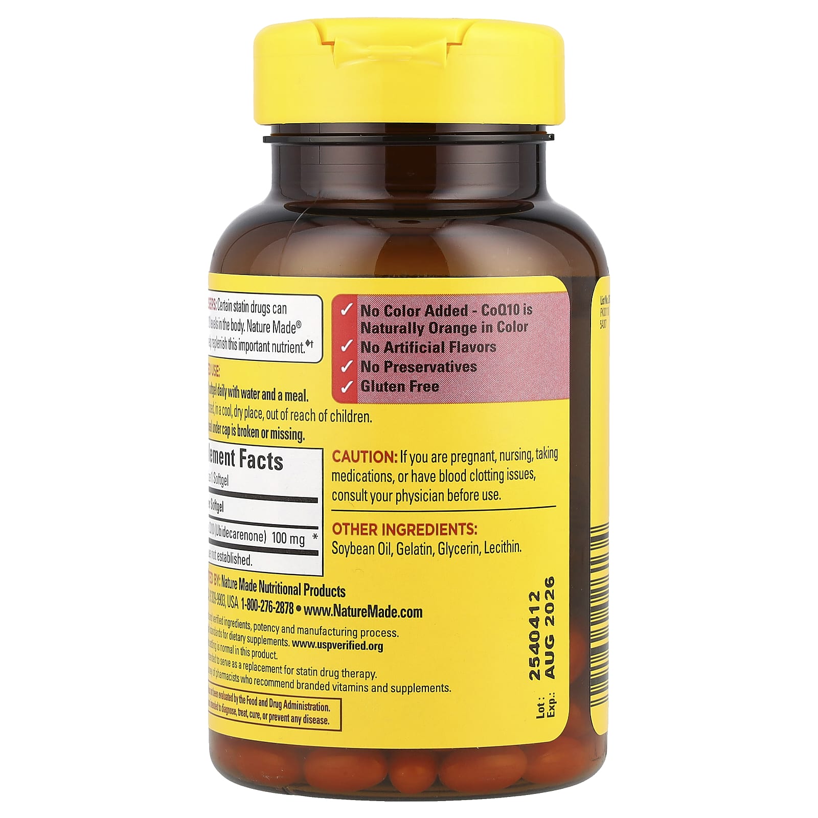 Nature Made, Коэнзим Q10, 100 мг, 72 капсулы