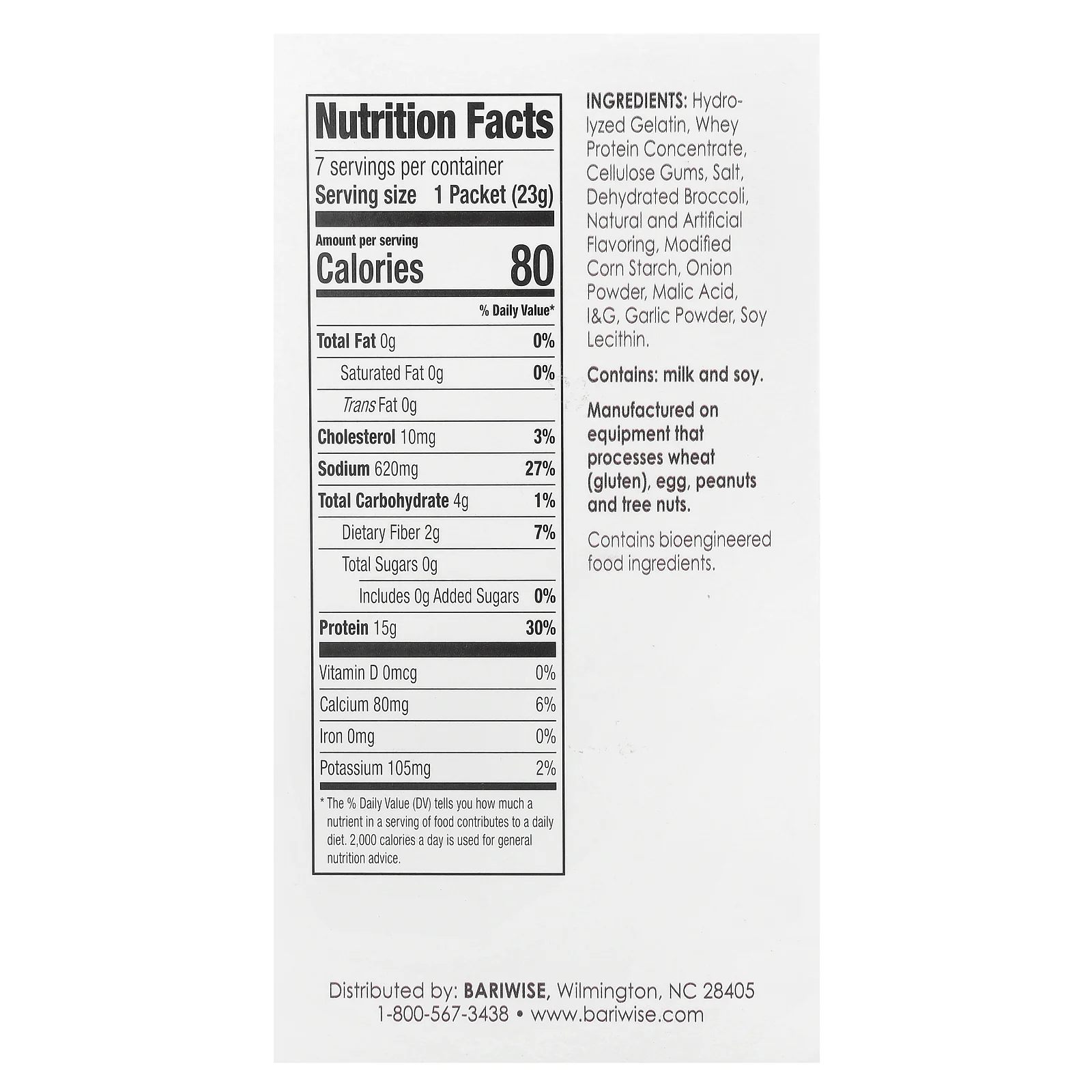 BariWise, Протеиновый суп, крем из брокколи, 7 пакетиков по 23 г (0,81 унции)