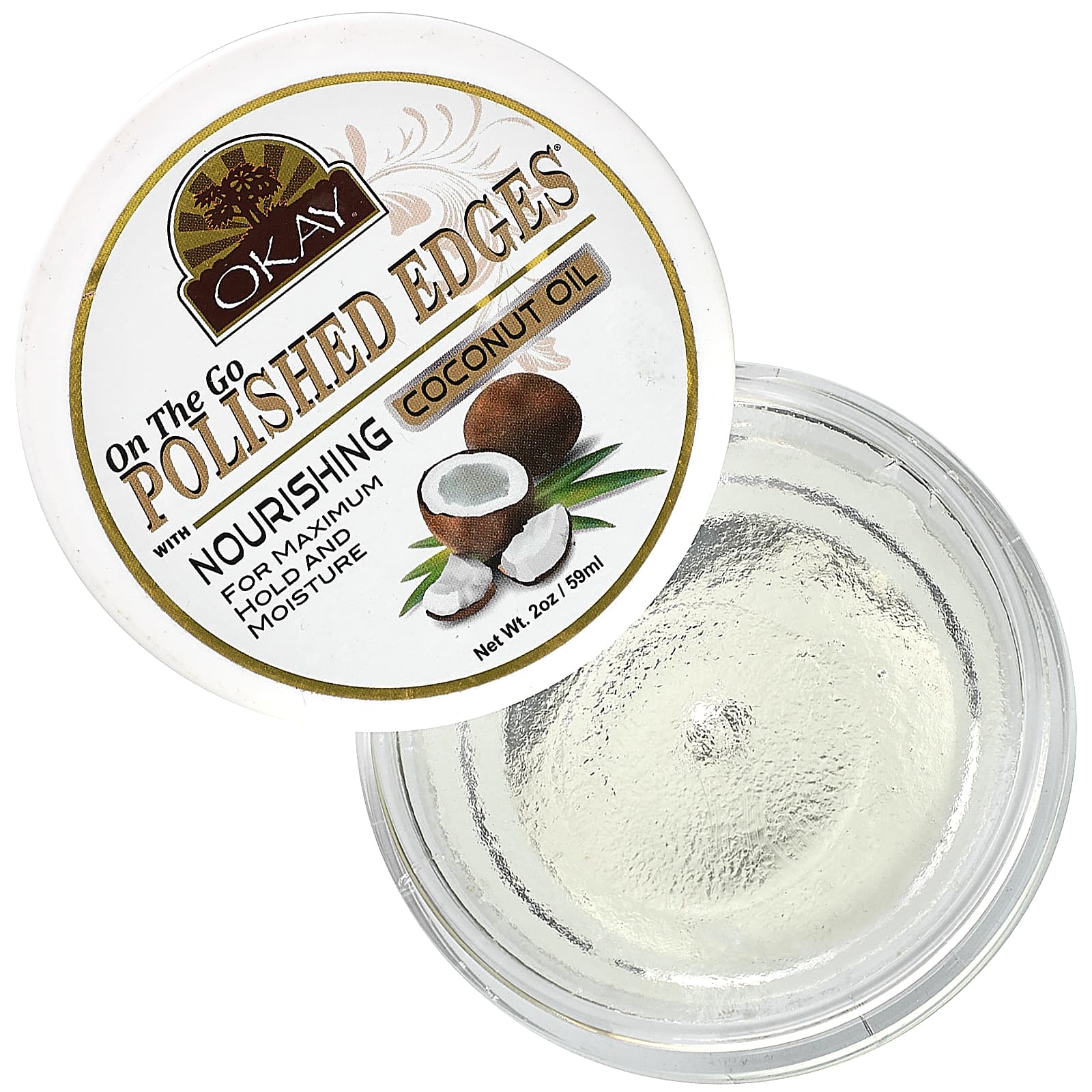Okay Pure Naturals, Полированные края с питательным кокосовым маслом, 59 мл (2 унции)