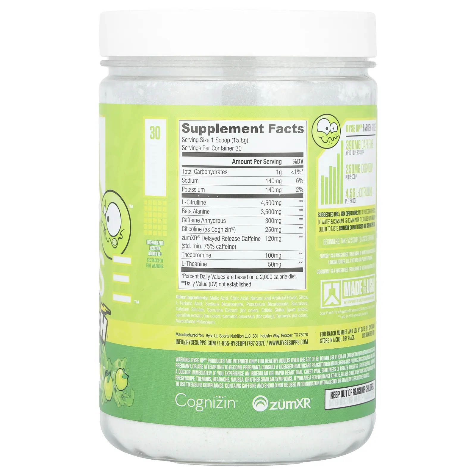 RYSE, Loaded Pre, Sour Punch®, кислое зеленое яблоко, 474 г (16,7 унции)