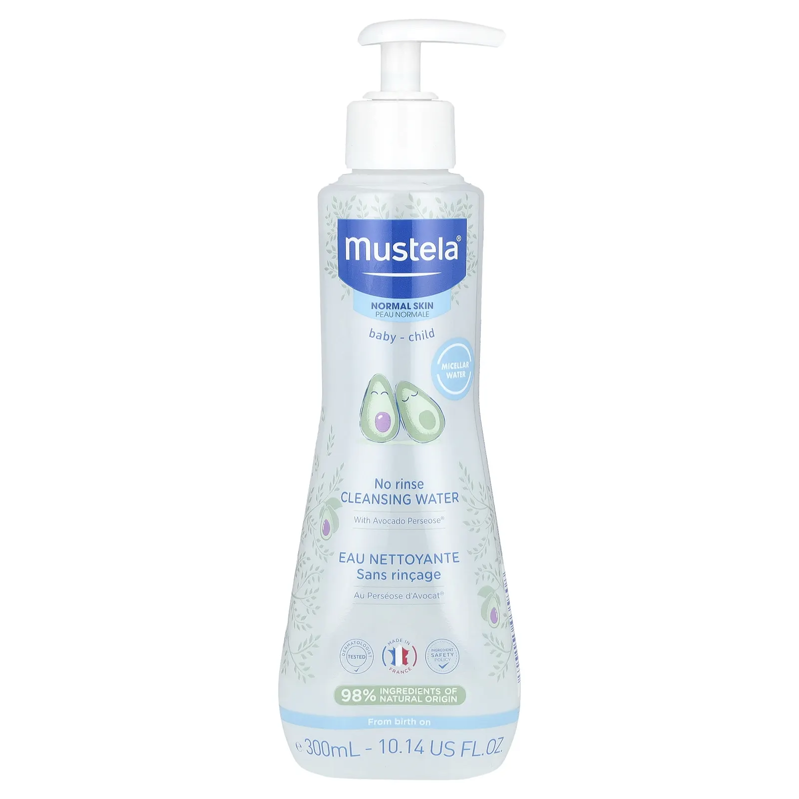 Mustela, Baby, Очищающая вода без ополаскивания, 10,14 жидких унций (300 мл)
